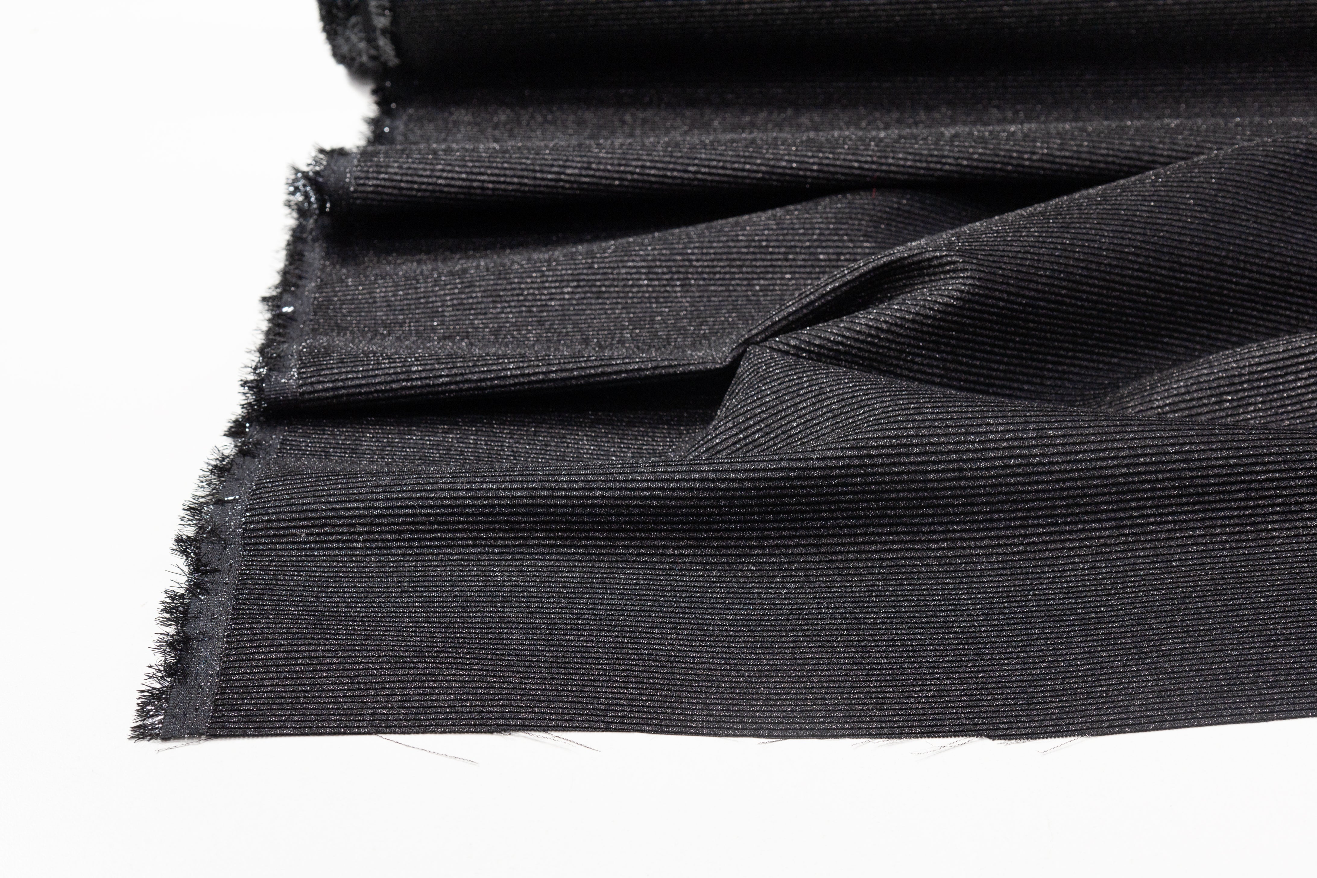 Metallic Italian Wool Ottoman - Black