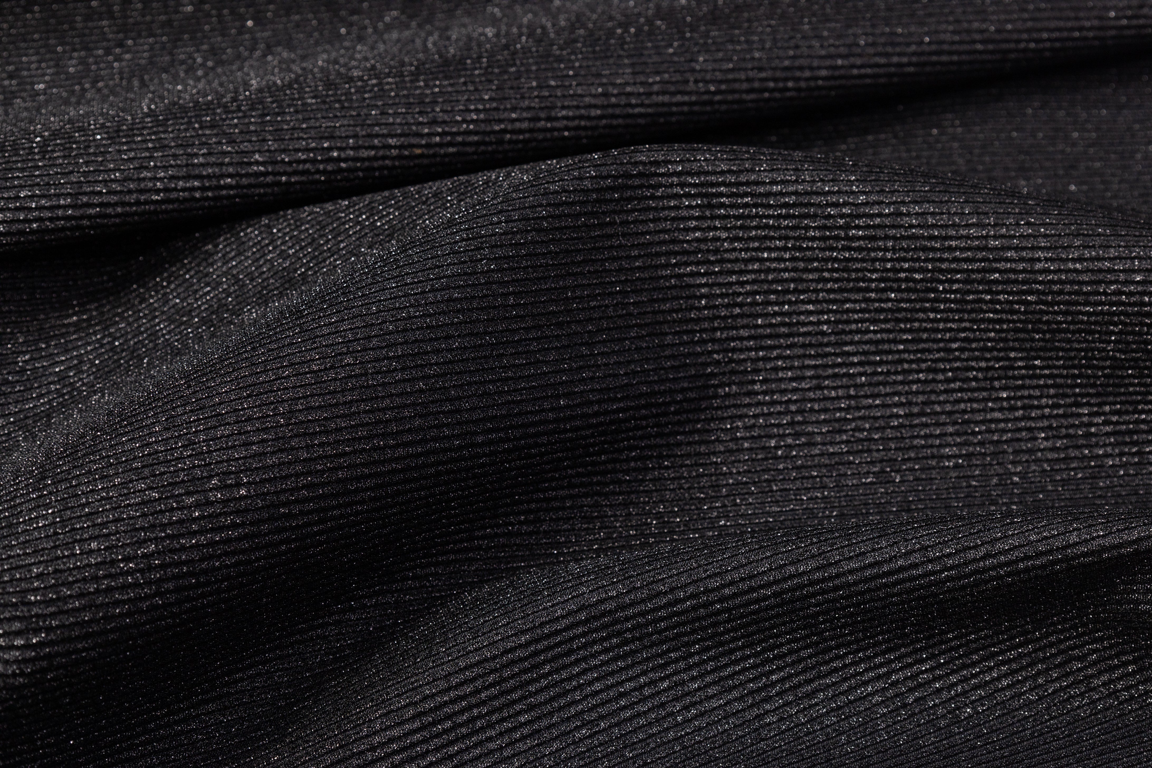 Metallic Italian Wool Ottoman - Black