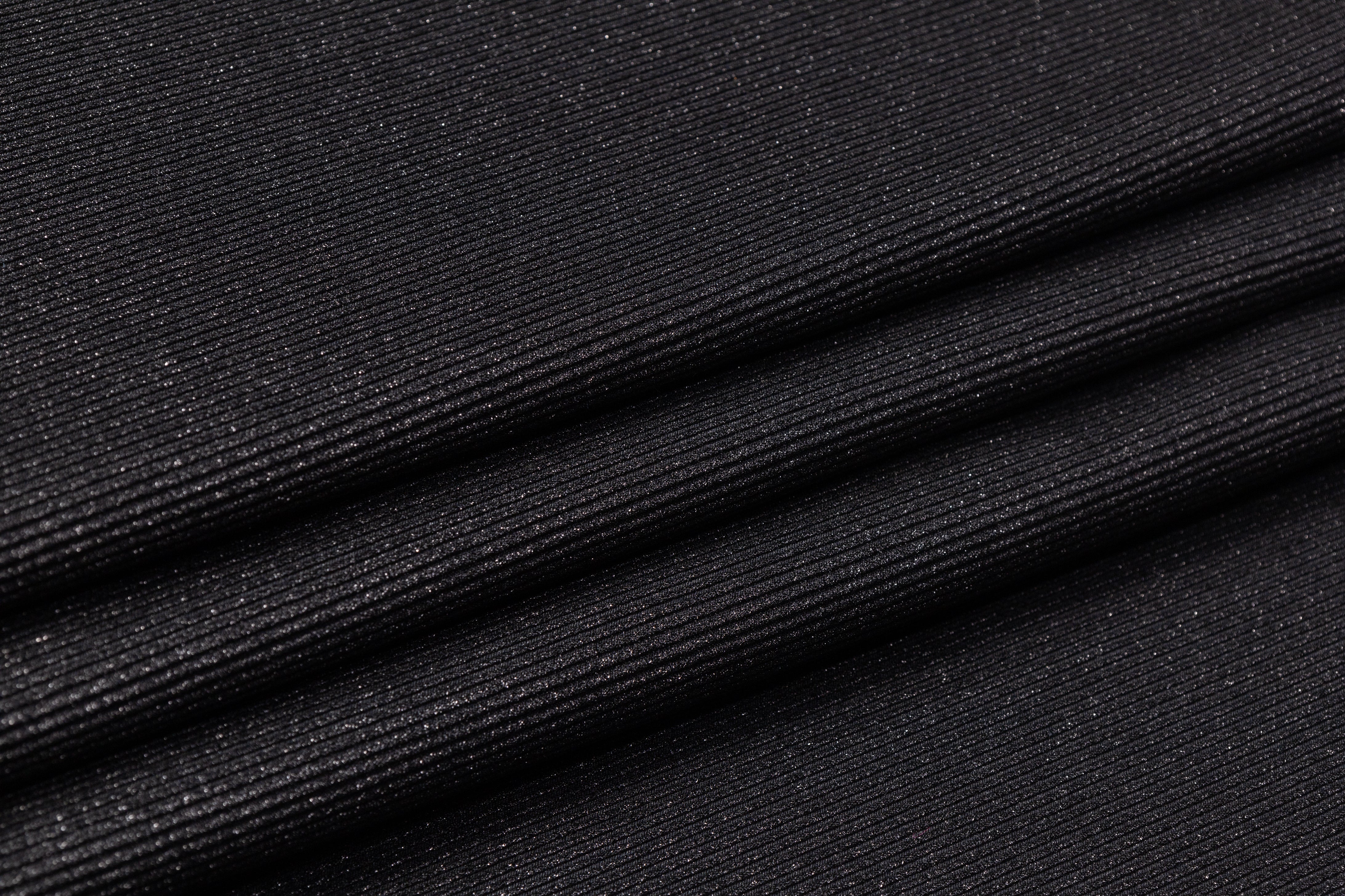Metallic Italian Wool Ottoman - Black