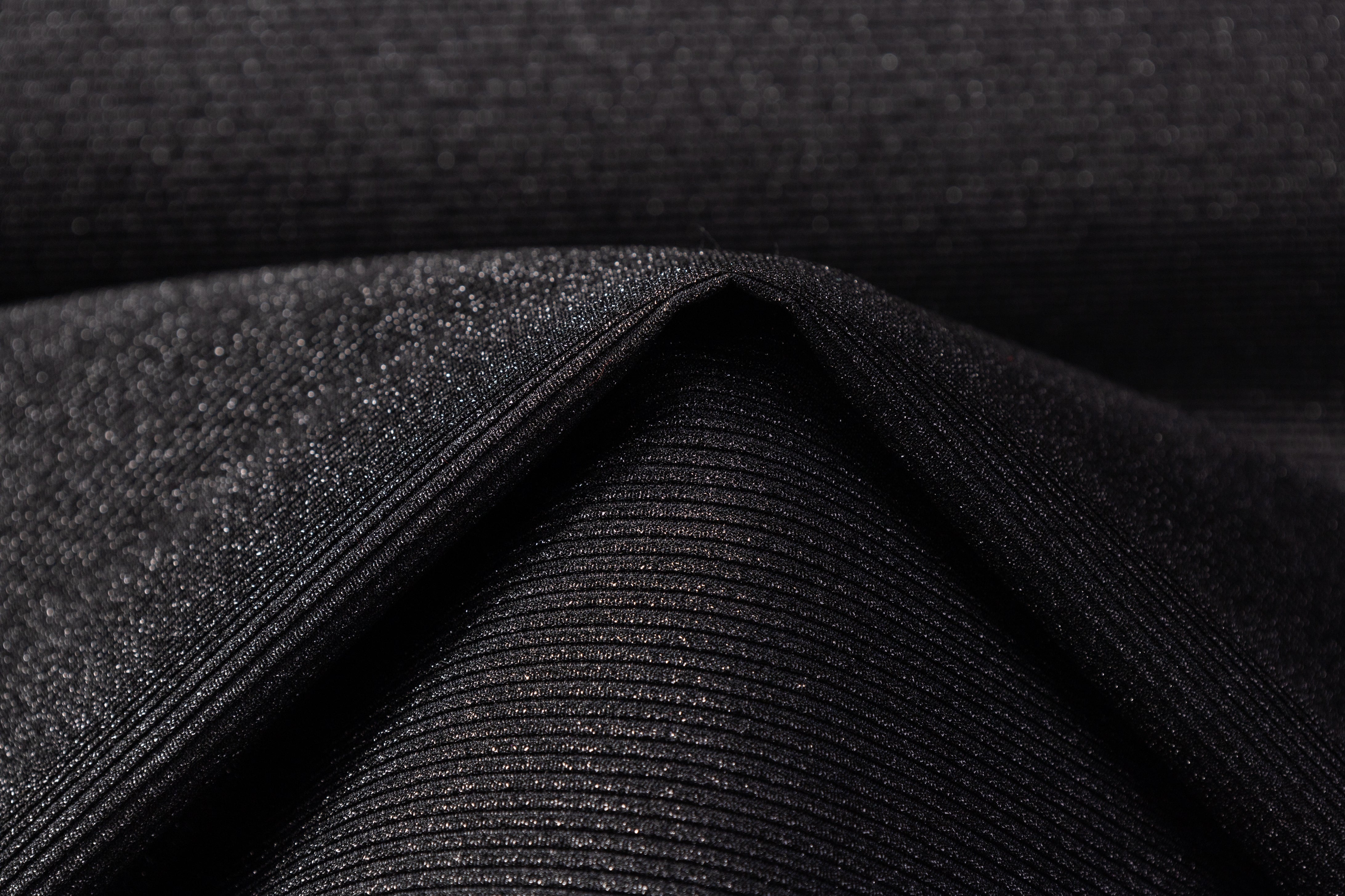 Metallic Italian Wool Ottoman - Black
