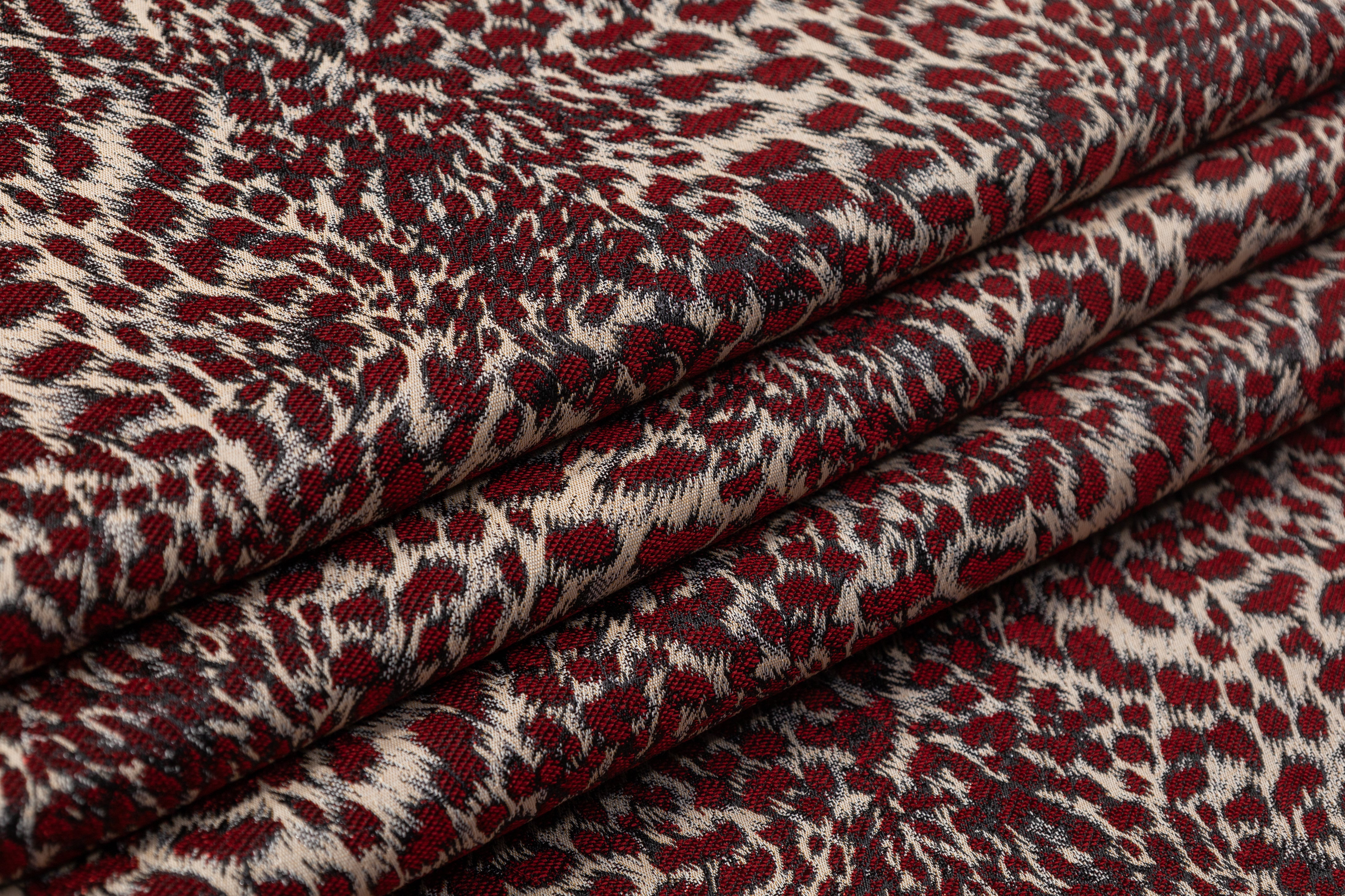 Metallic Cheetah Italian Brocade - Red