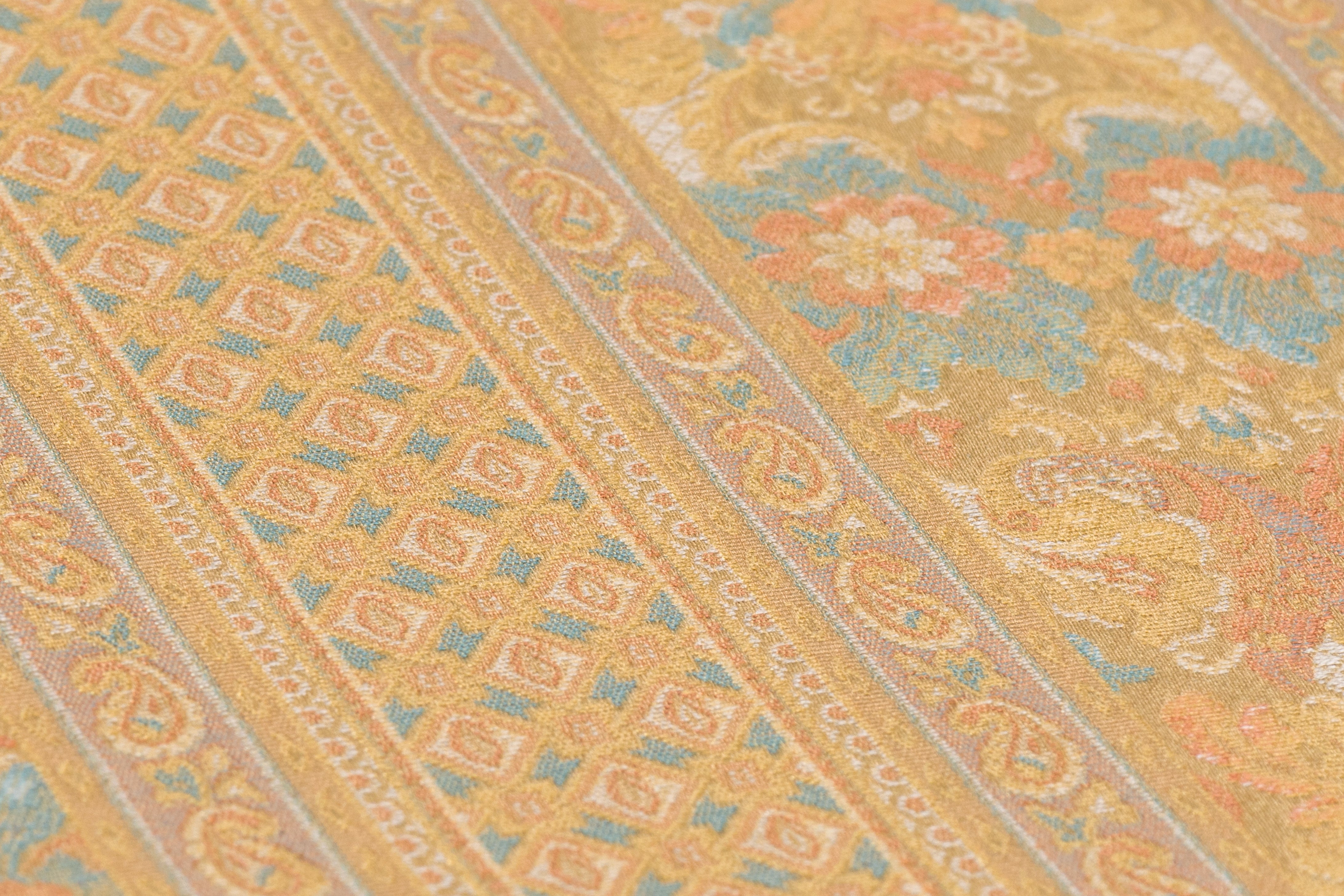 Striped Floral Damask Italian Brocade - Beige