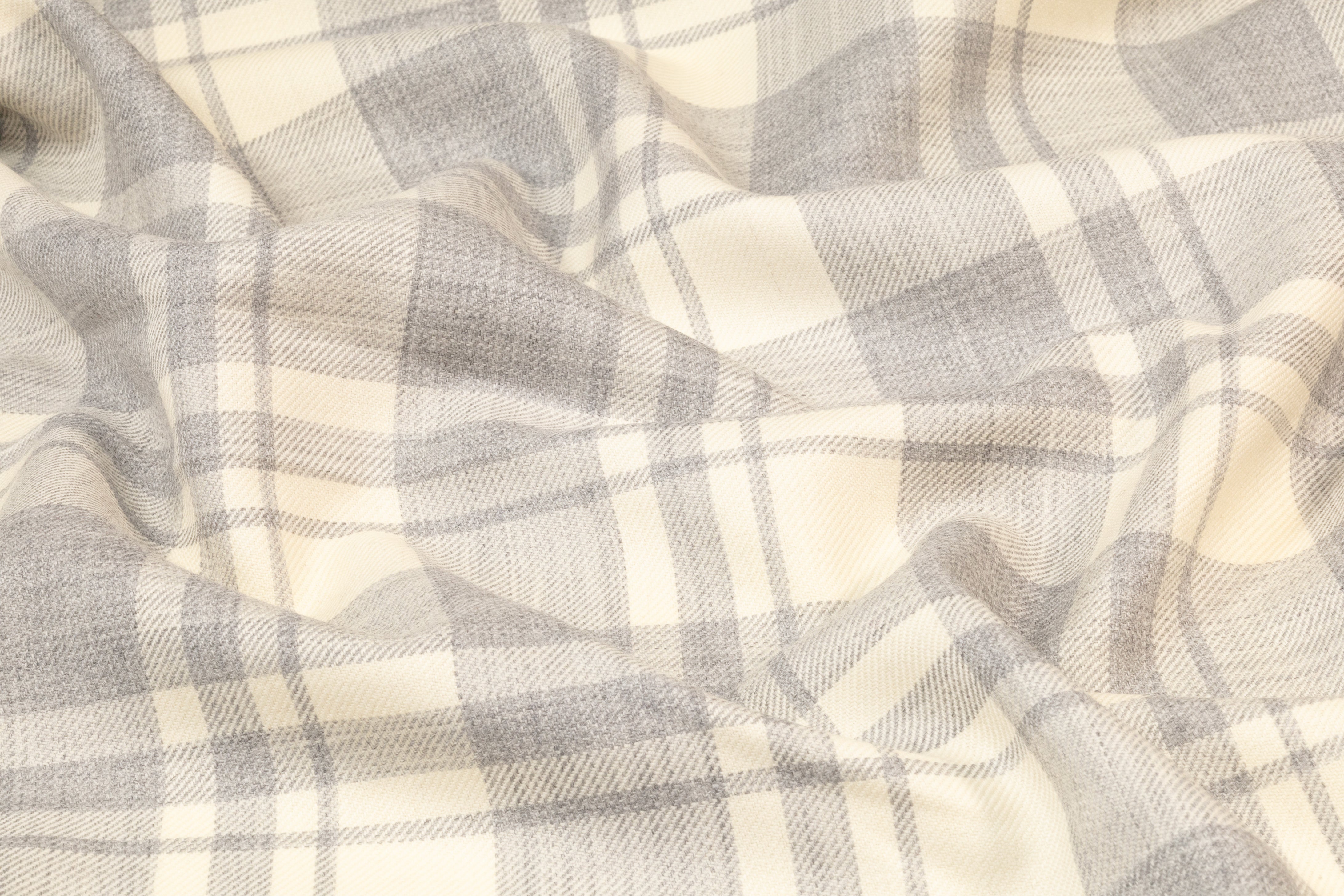Tartan Italian Wool Suiting - Ivory / Gray