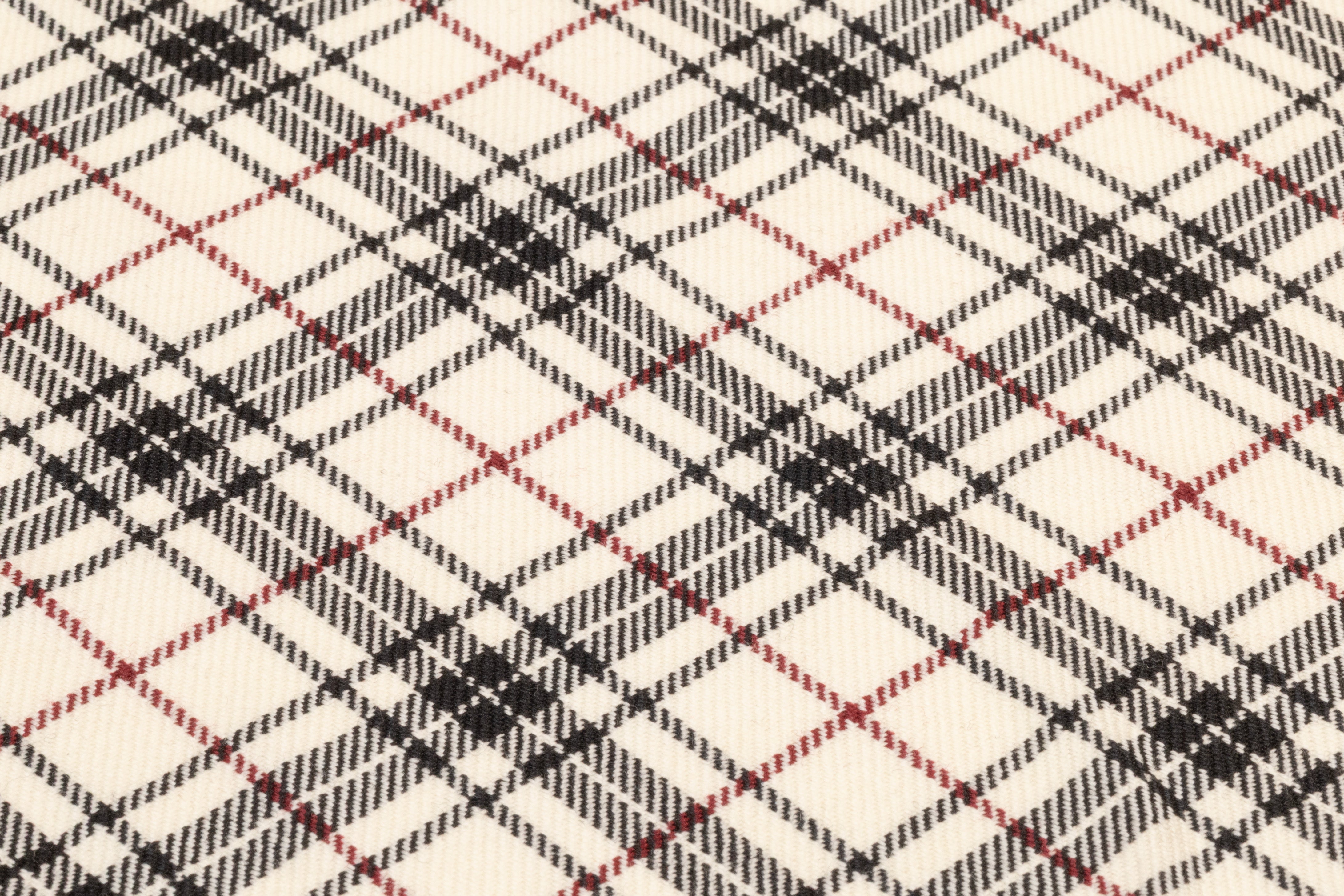 Tartan Italian Wool Suiting - Ivory / Black / Red