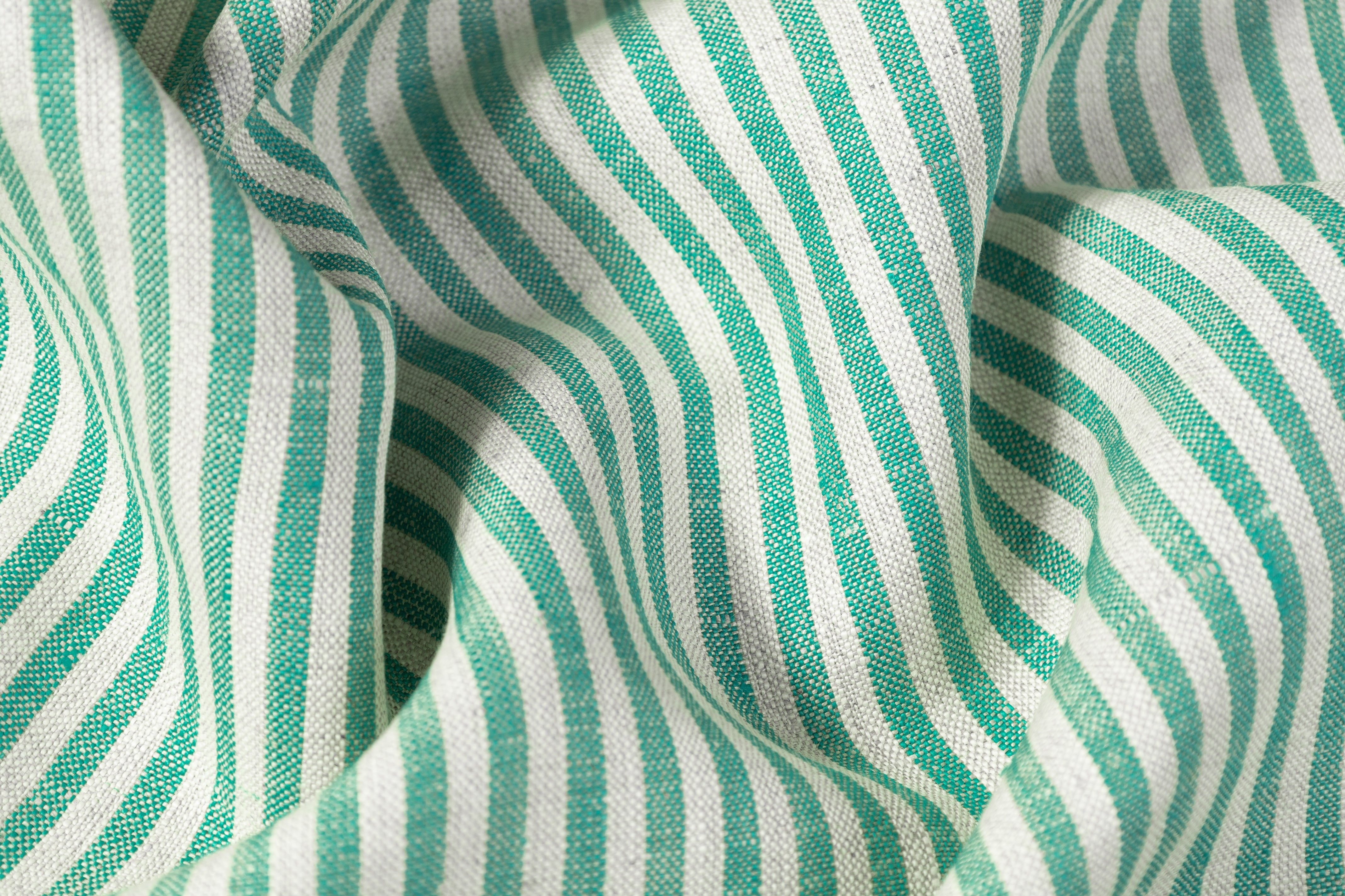 Striped Italian Linen - Green / Off White