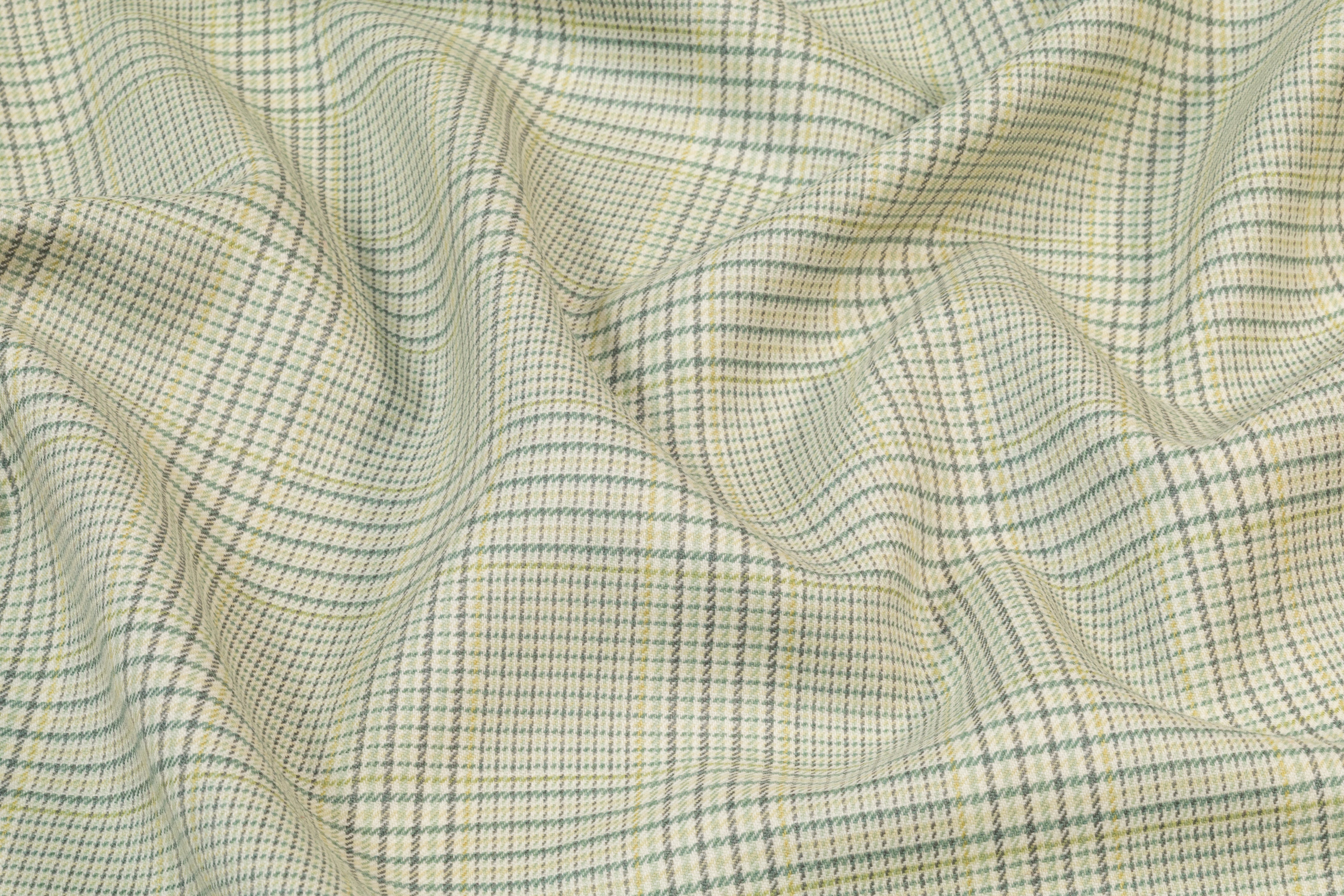 Checked English Wool Suiting - Light Green