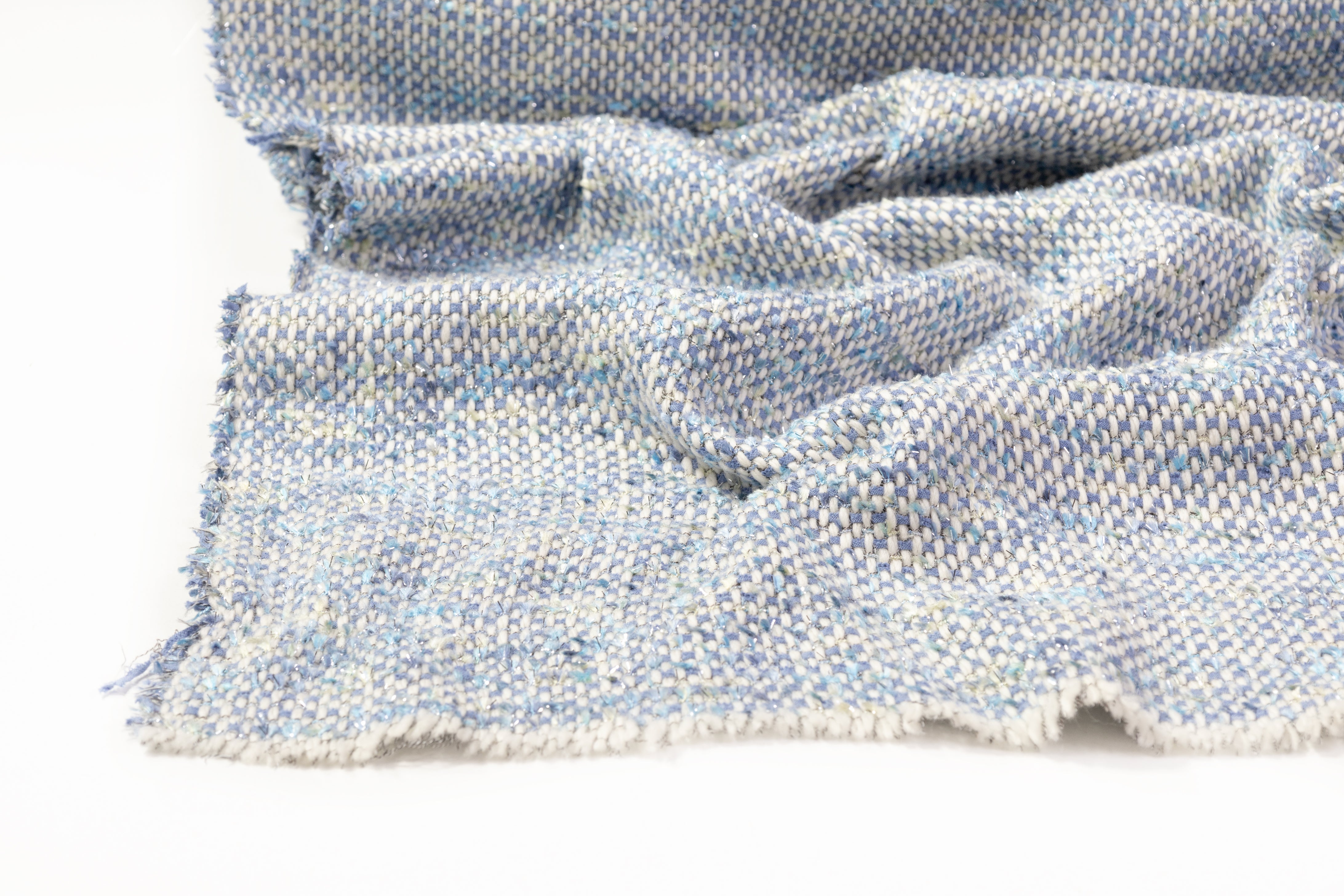 Metallic Italian Wool Blend Tweed - Periwinkle