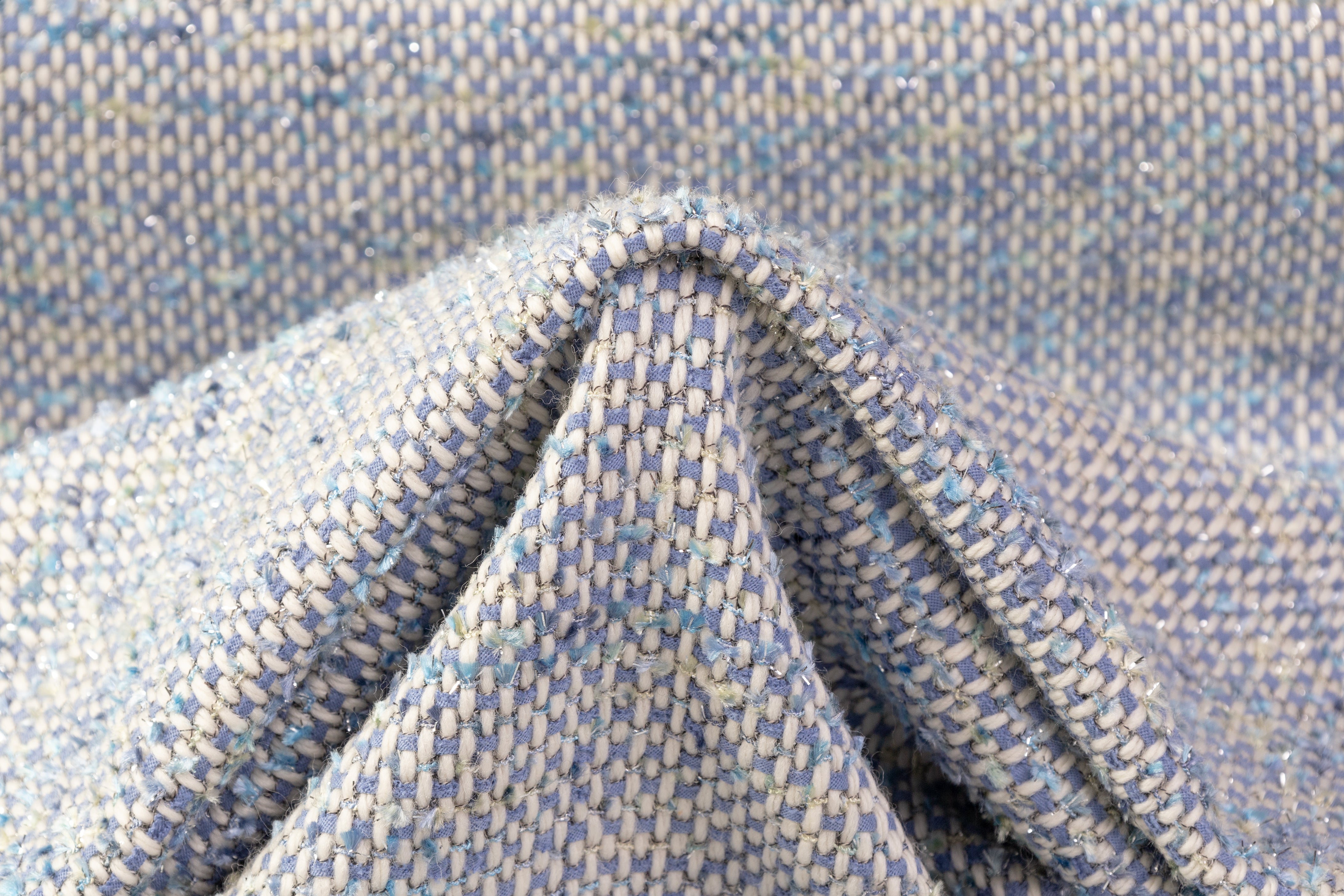 Metallic Italian Wool Blend Tweed - Periwinkle