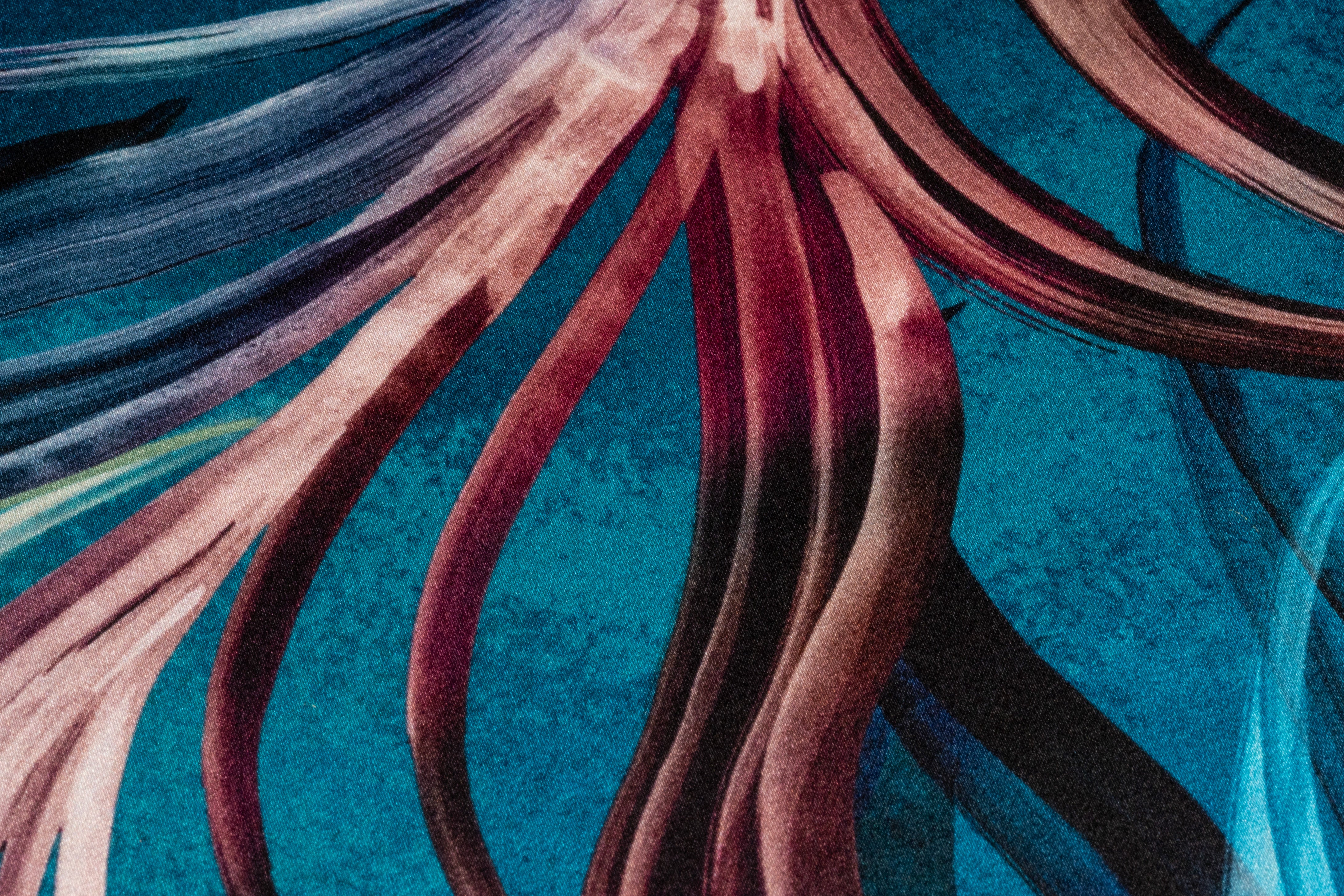 Deep Sea Floral Italian Silk Charmeuse - Blue