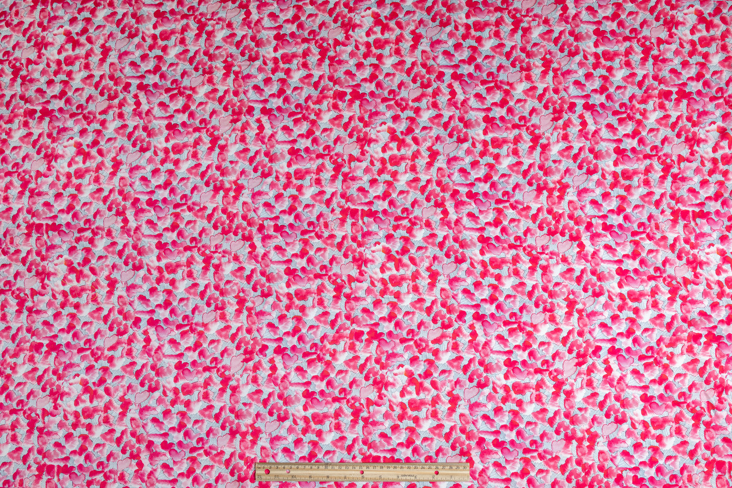 Heart Printed Italian Viscose Charmeuse - Pink / Gray