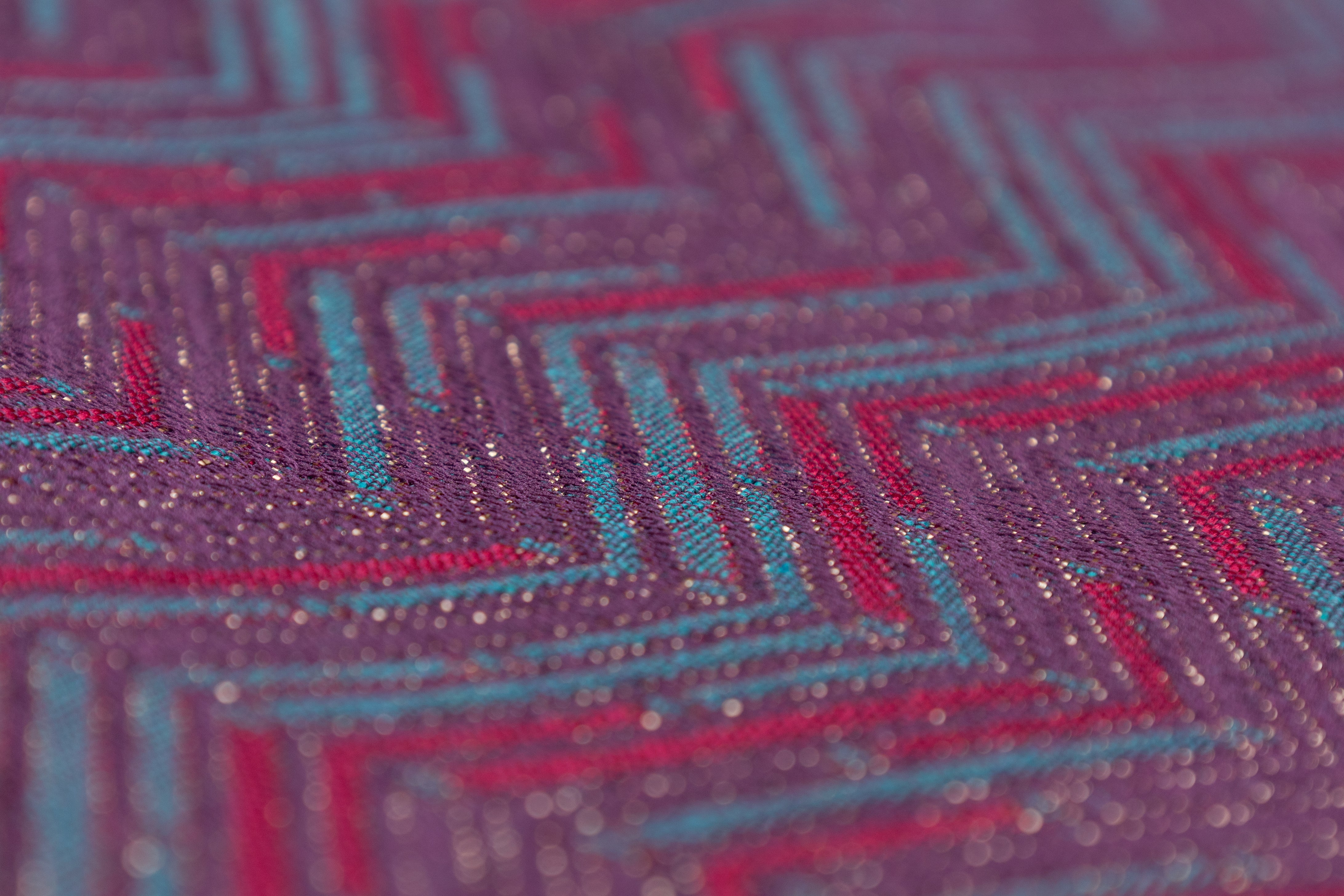 Chevron Metallic Poly Cotton Italian Brocade - Blue / Purple / Magenta