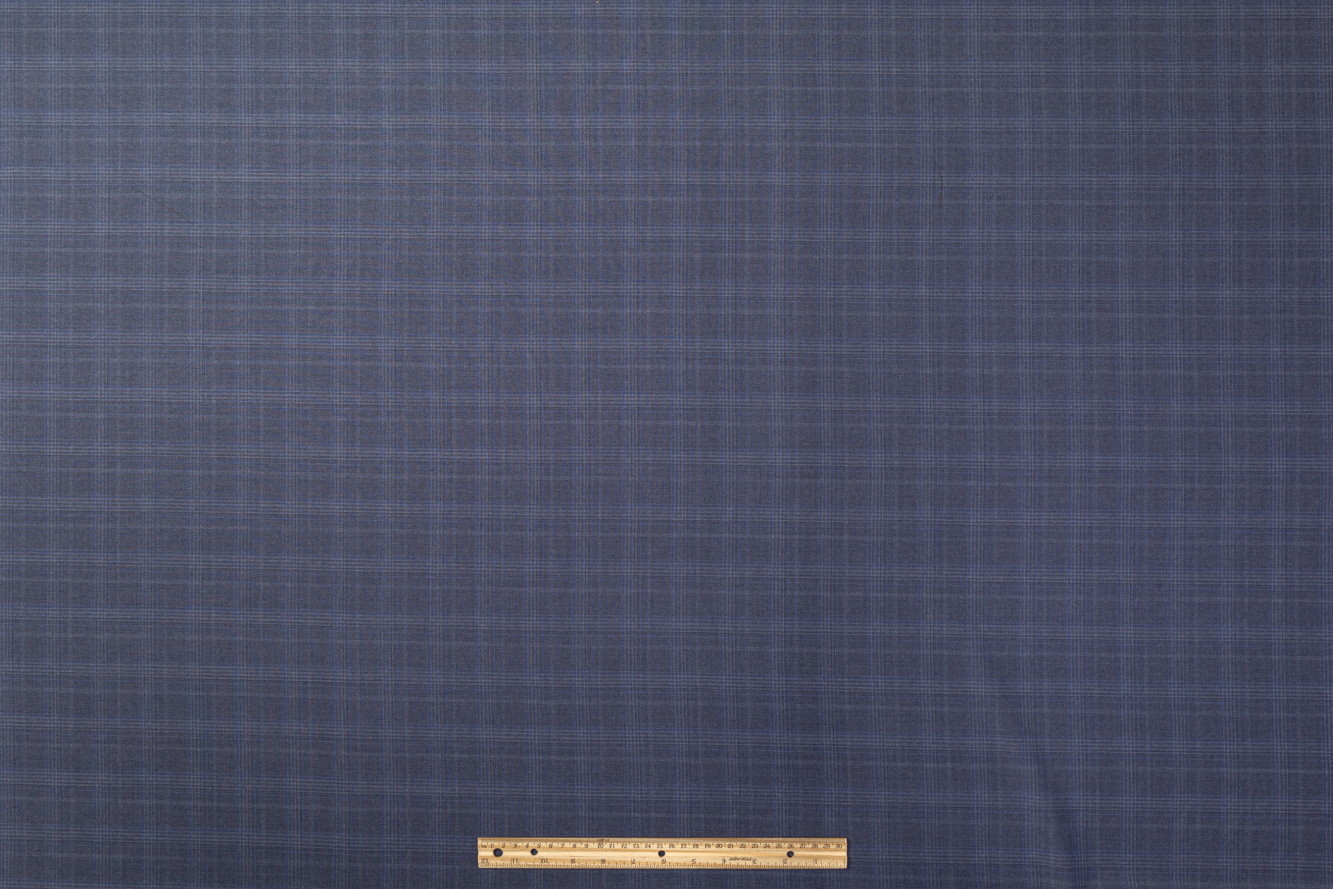 Plaid Italian Wool Suiting - Navy