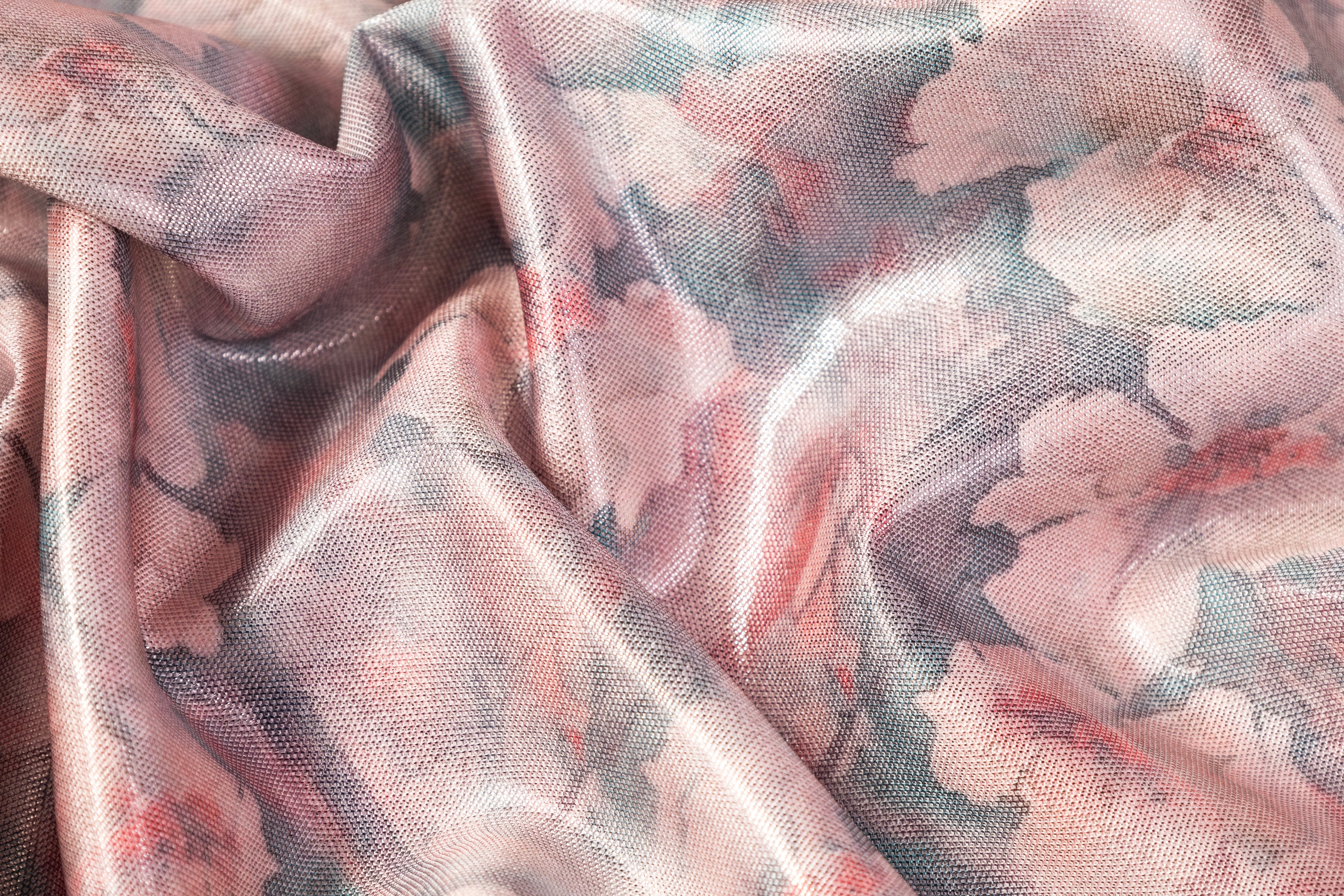 Floral Italian Silk Nylon Satin - Pink