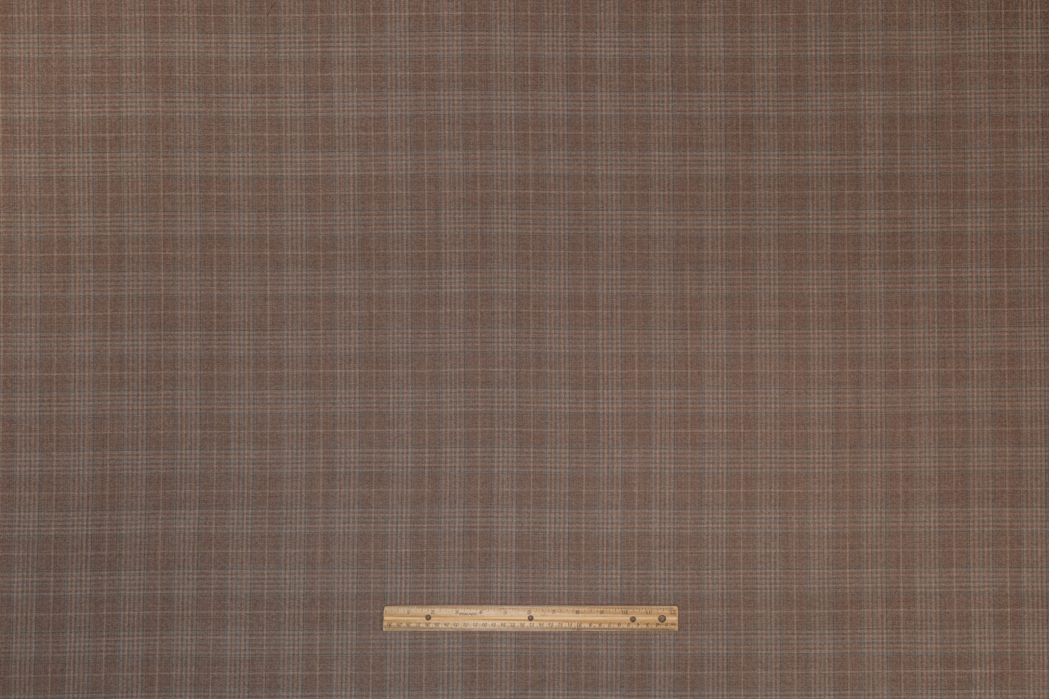 Checked Italian Wool Suiting - Taupe / Green