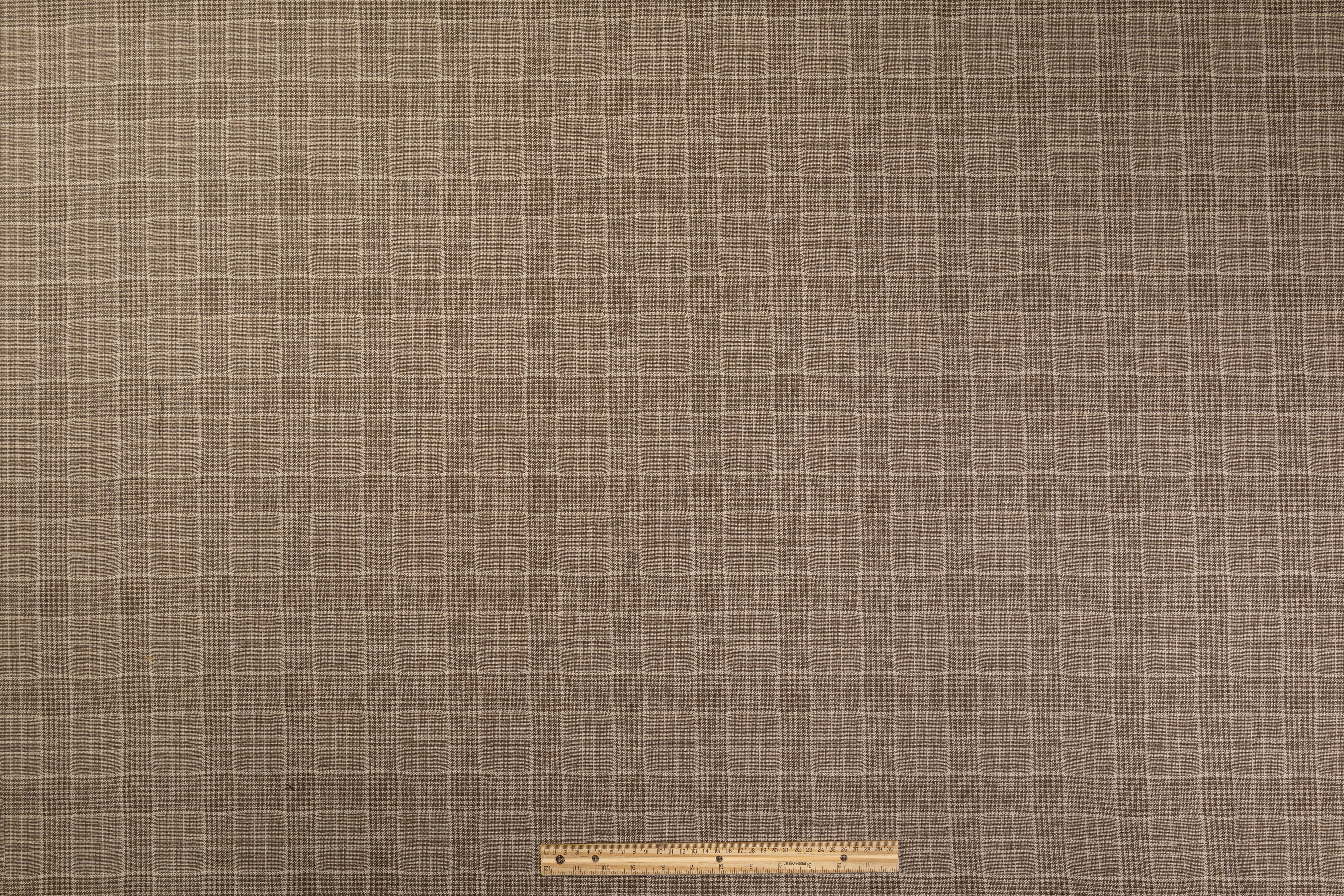 Glen Check Italian Wool Suiting - Taupe