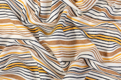 Striped Italian Soft Jacquard - Brown / White / Yellow