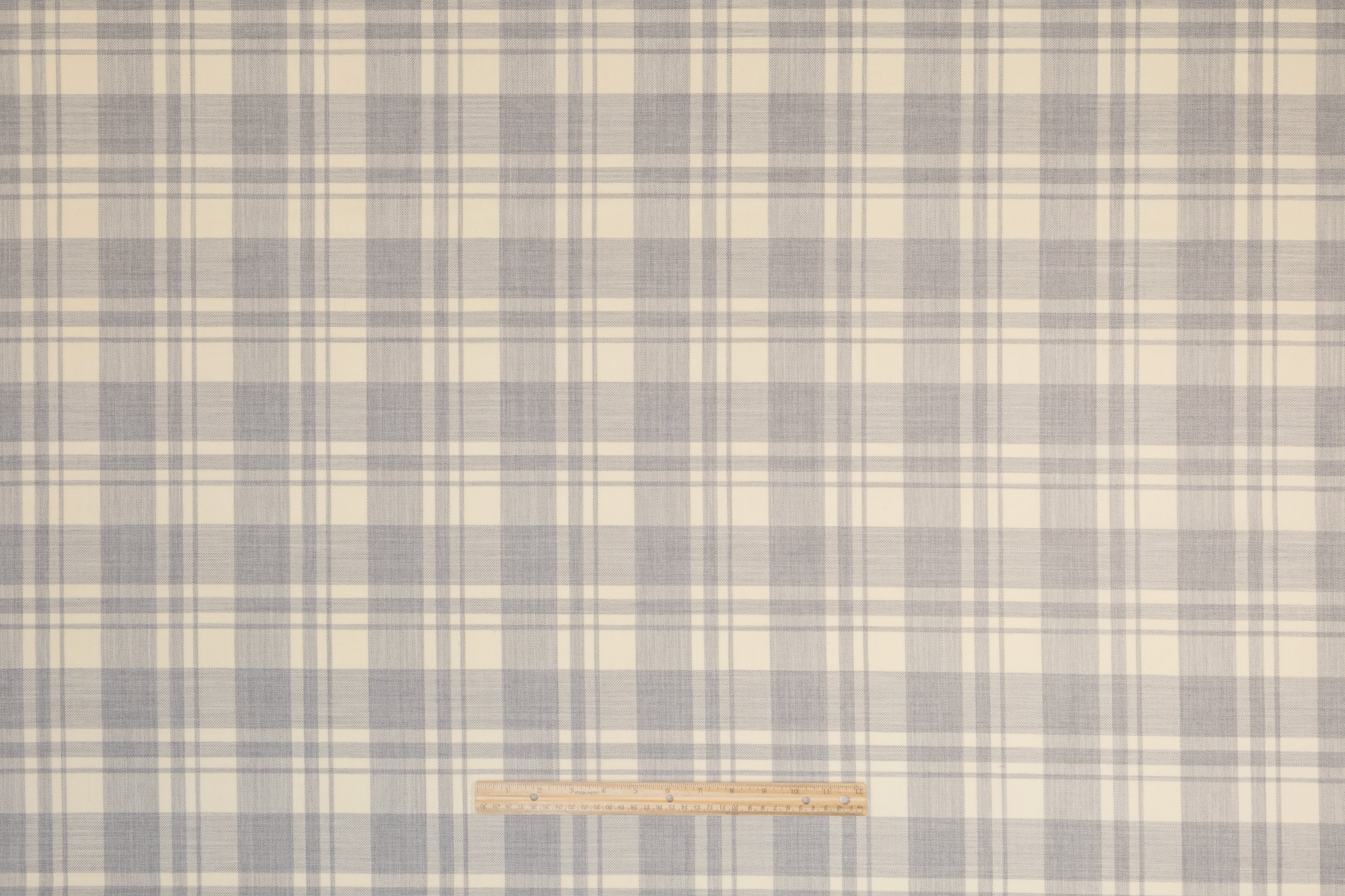 Tartan Italian Wool Suiting - Ivory / Gray