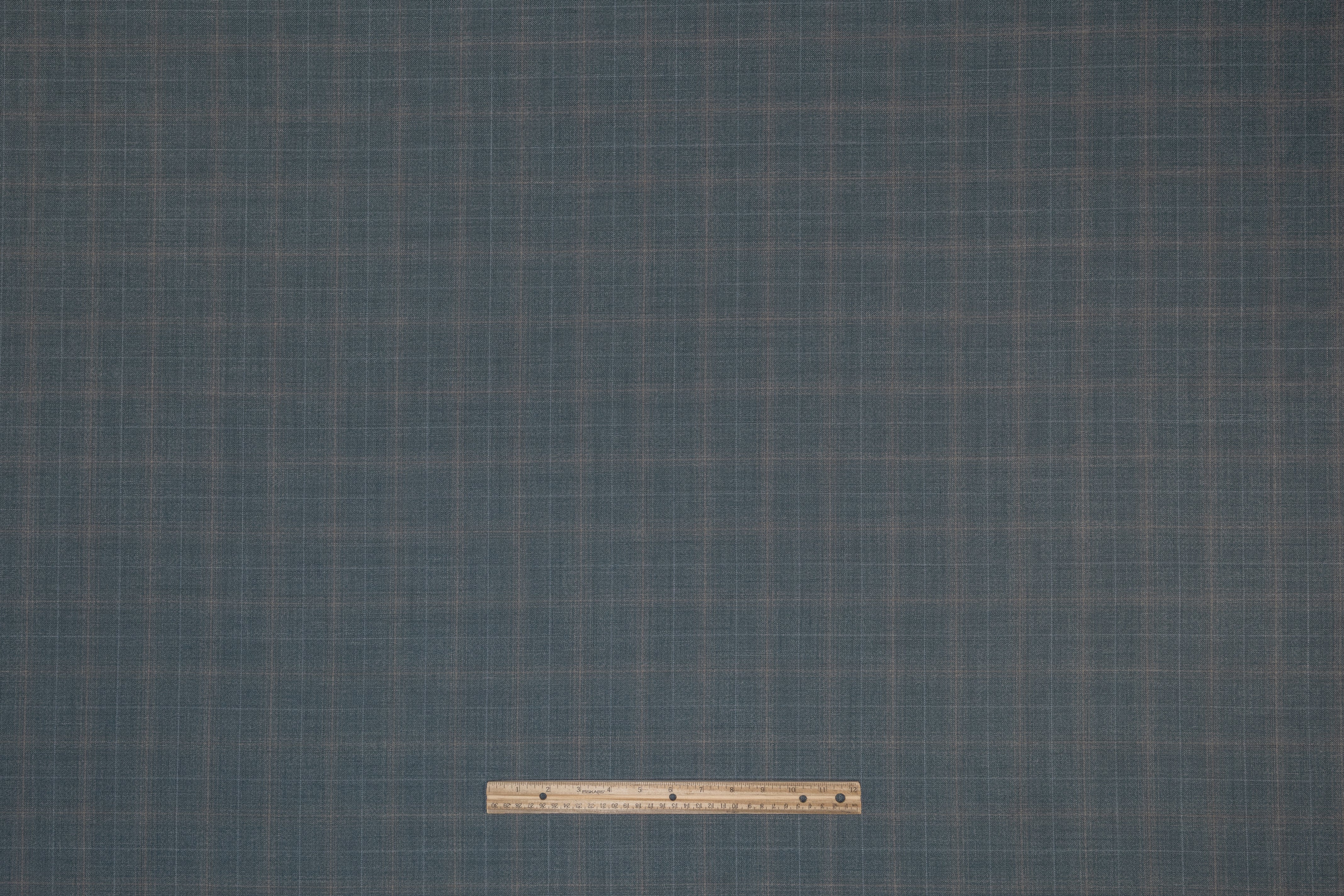 Checked Italian Wool Suiting - Muted Blue / Tan