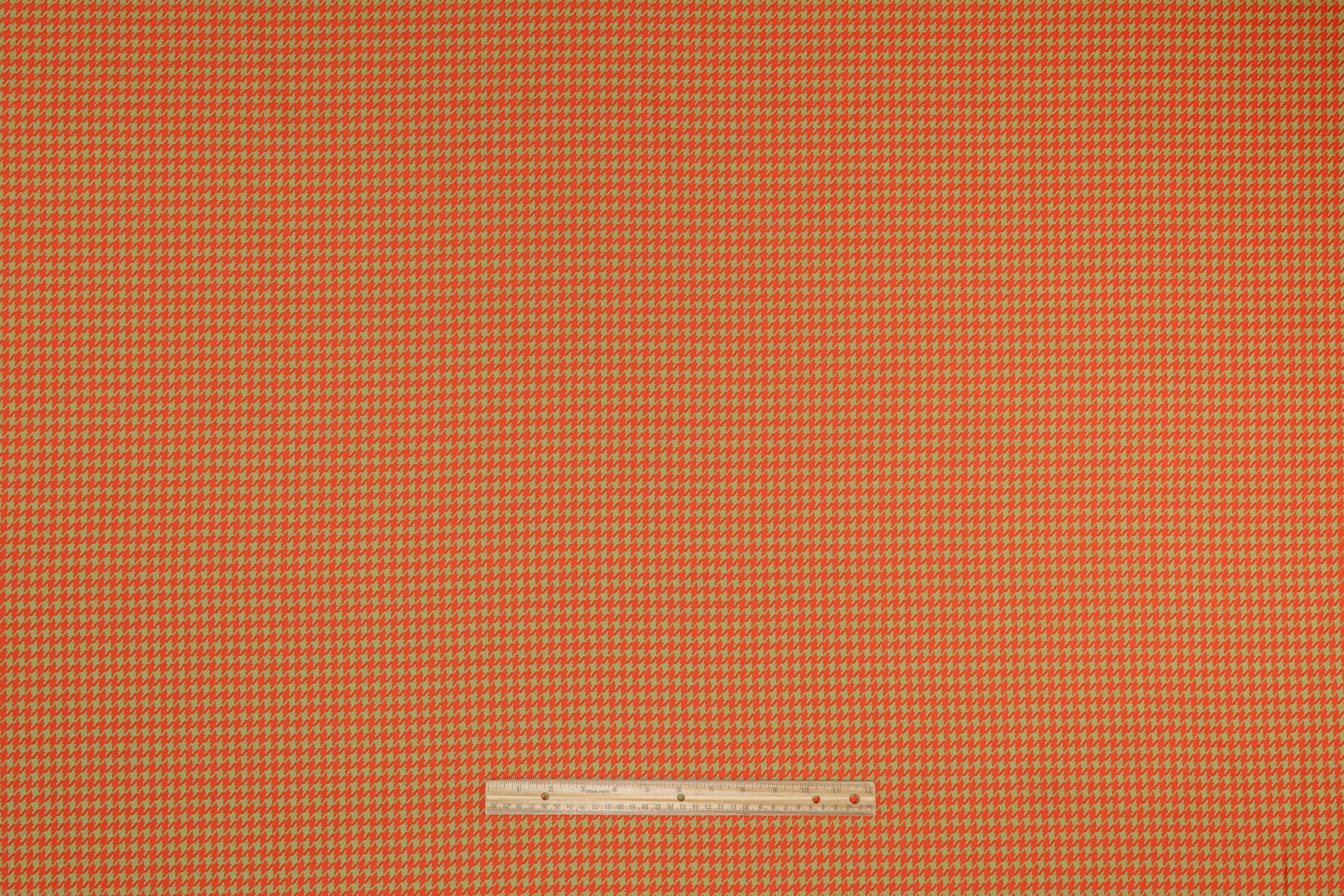 Houndstooth Italian Wool Suiting - Red / Sage Green