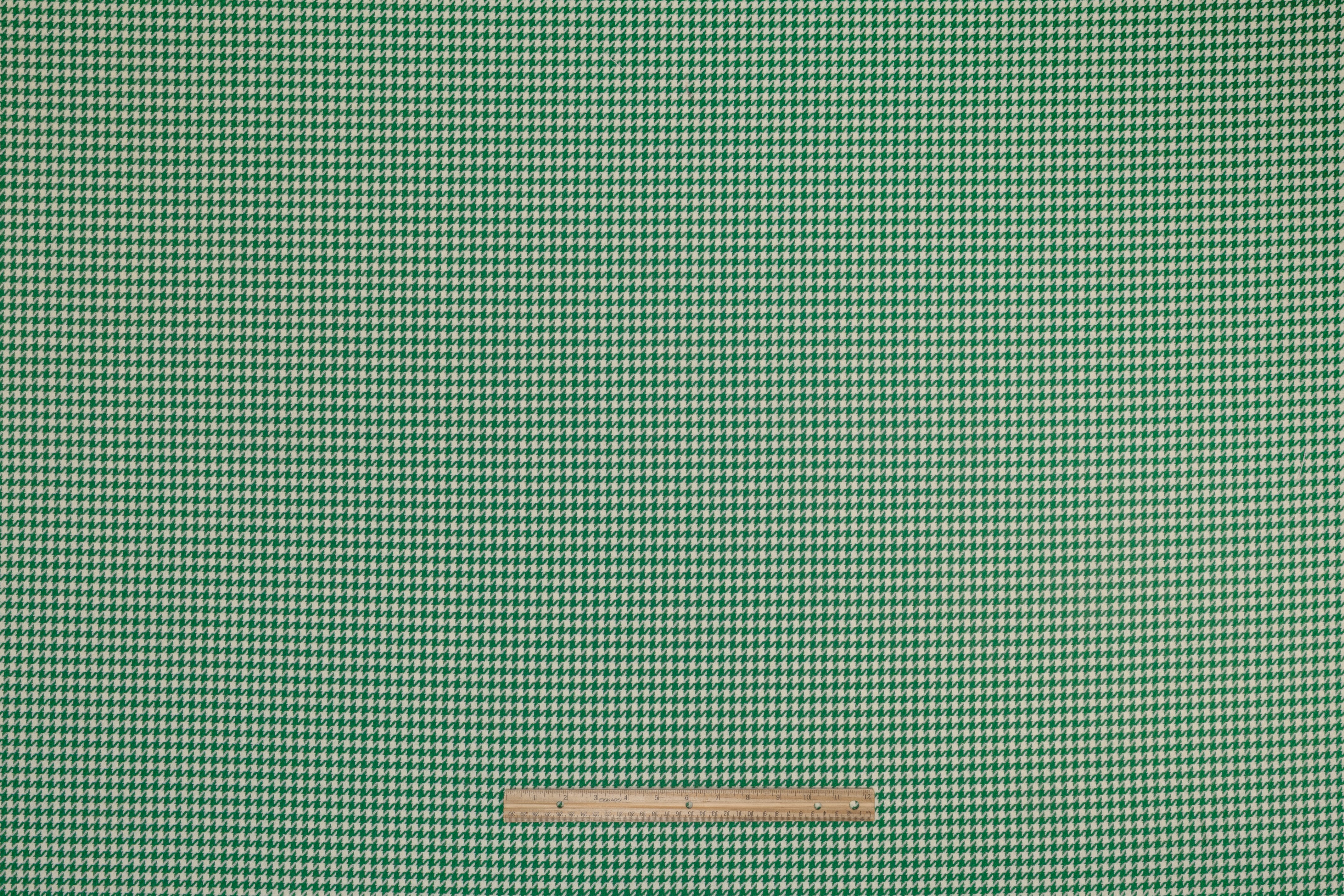 Houndstooth Italian Wool Suiting - Green / Off White