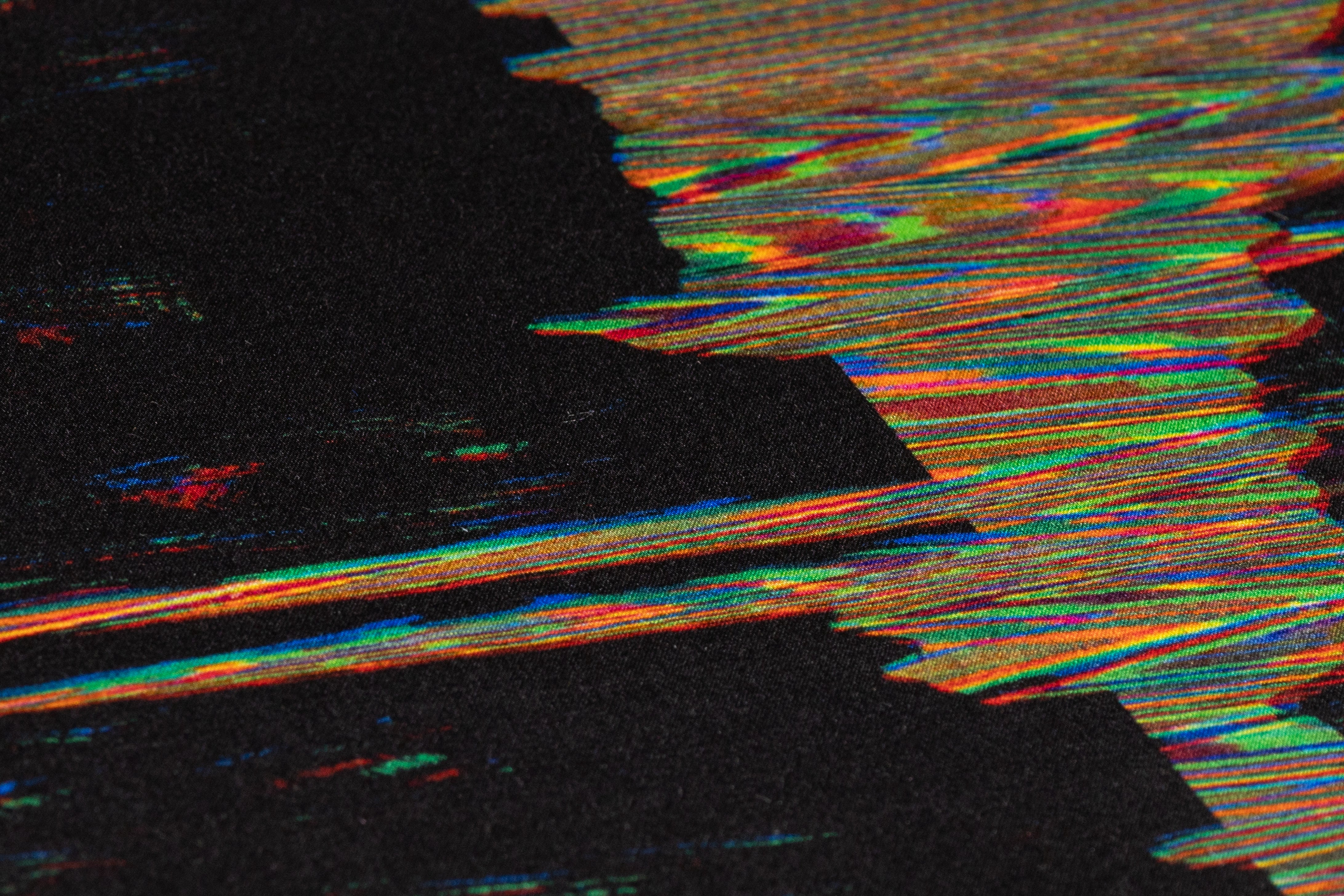 Abstract Italian Poly Satin - Black / Multicolor