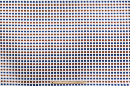 Geometric Italian Cotton Viscose Brocade - White / Rust / Blue