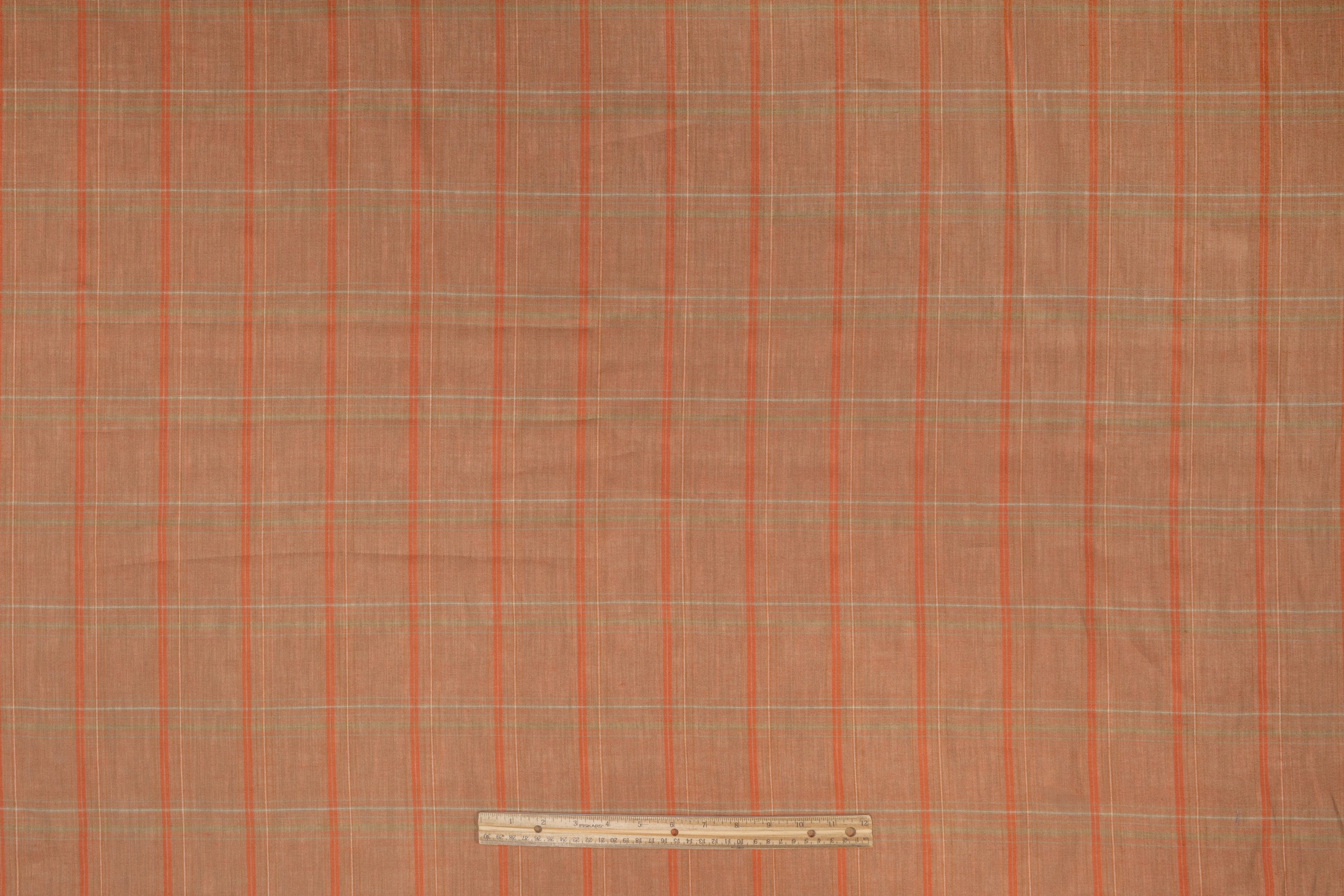 Plaid Linen - Terracotta / Sage