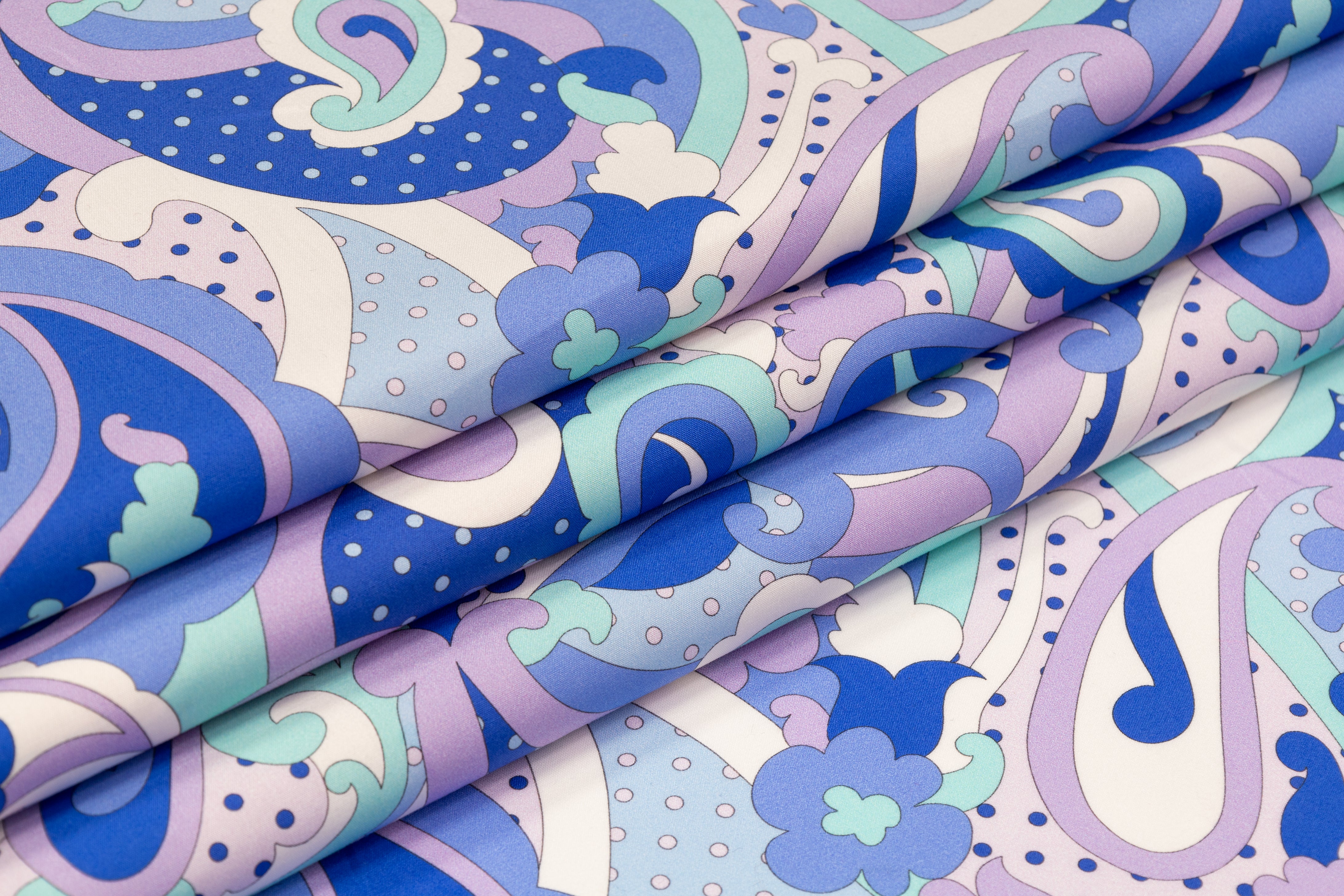 Paisley Printed Italian Cotton - Blue / Lavender