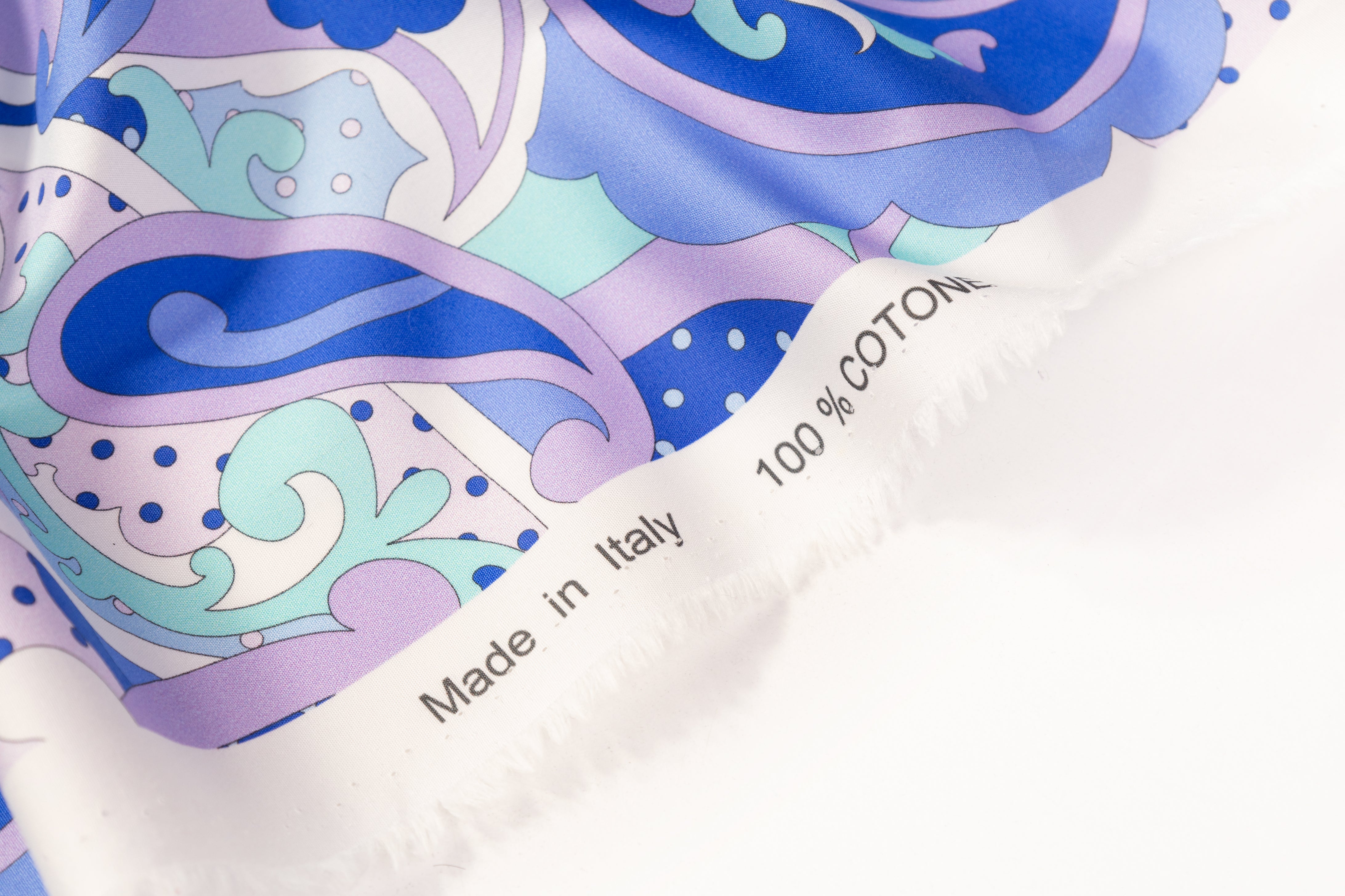 Paisley Printed Italian Cotton - Blue / Lavender