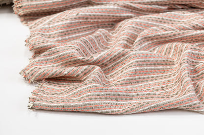 Italian Cotton Viscose Tweed - Green / Pink / White / Gray