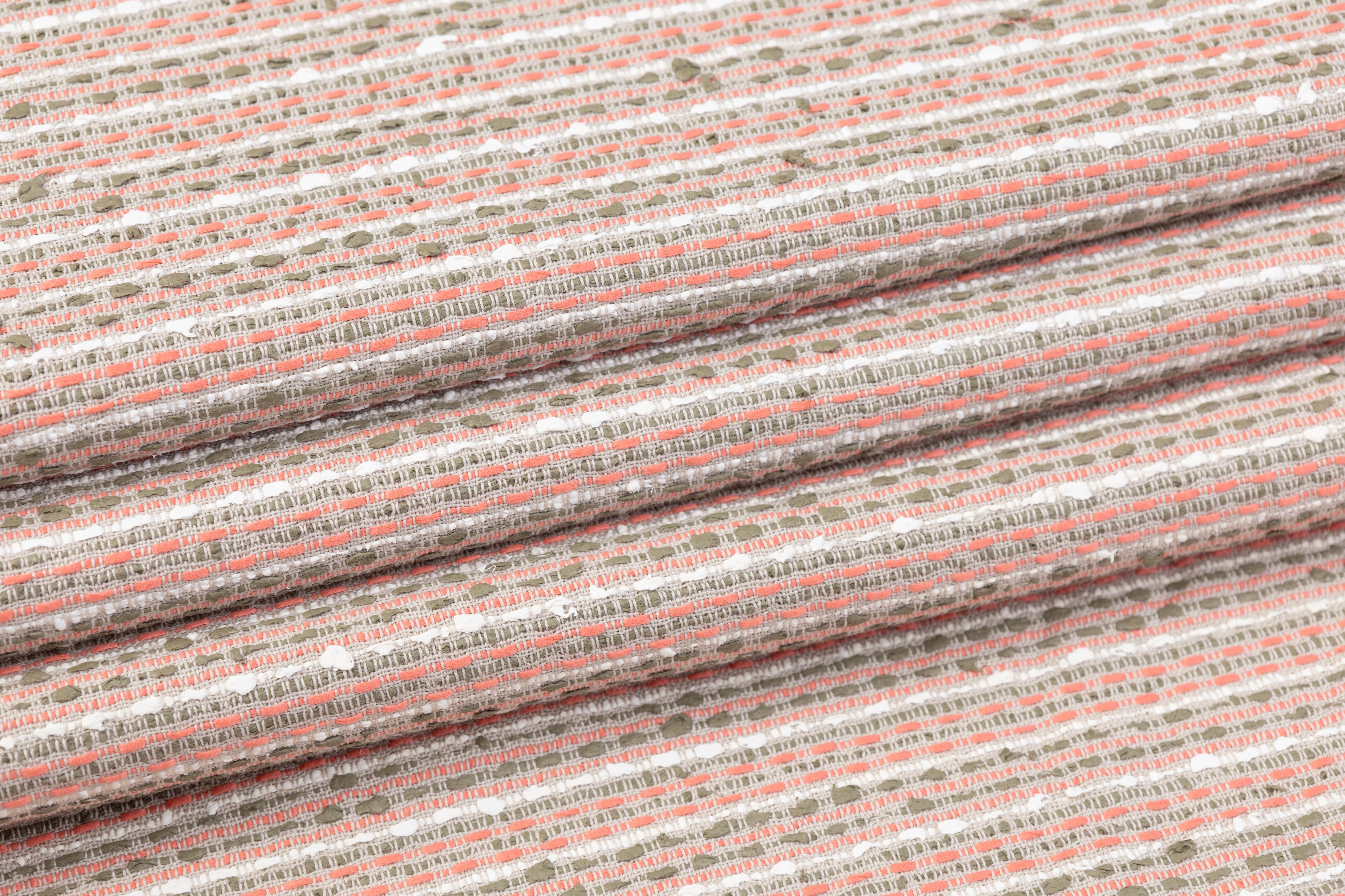 Italian Cotton Viscose Tweed - Green / Pink / White / Gray