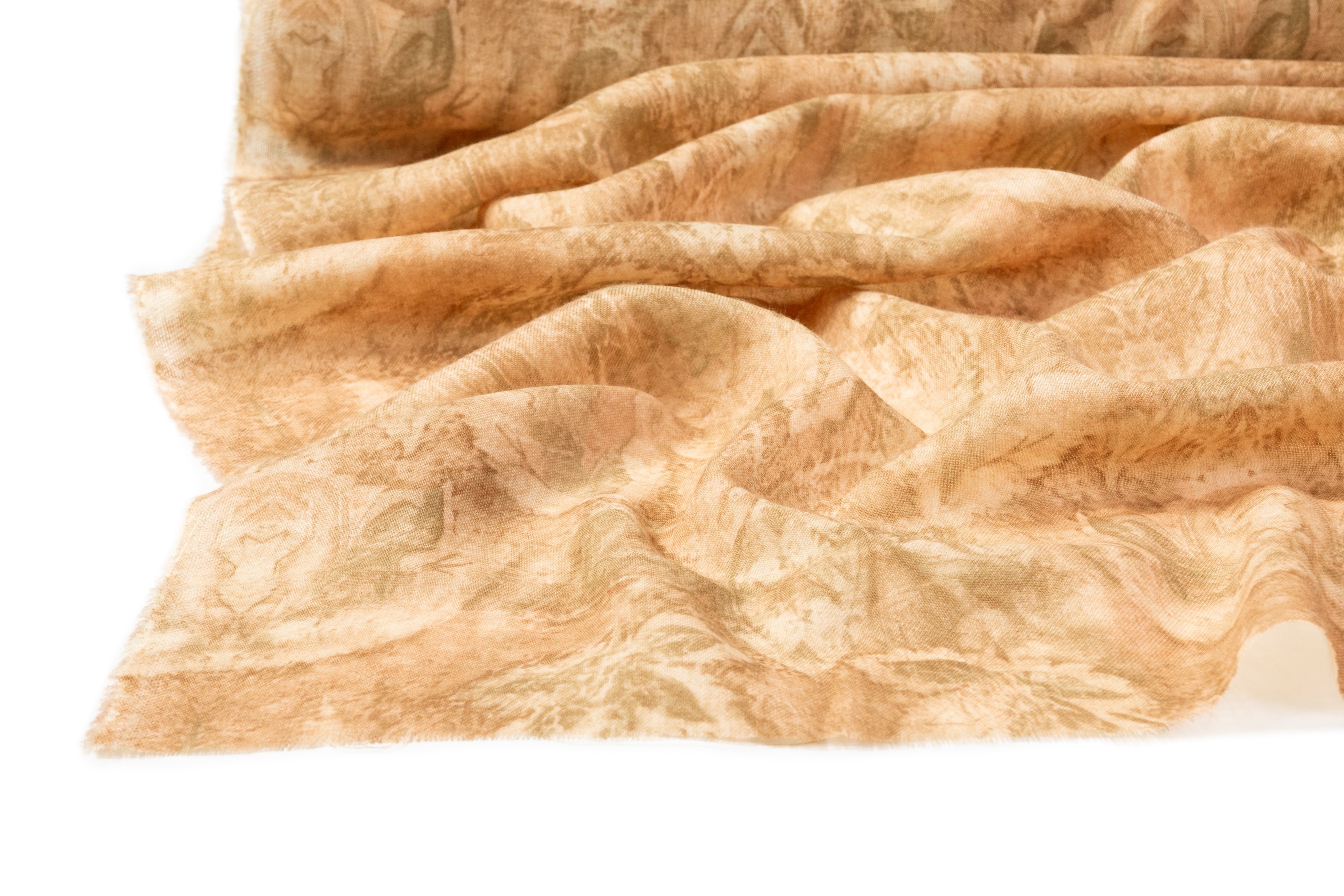 Printed Italian Wool Challis - Beige
