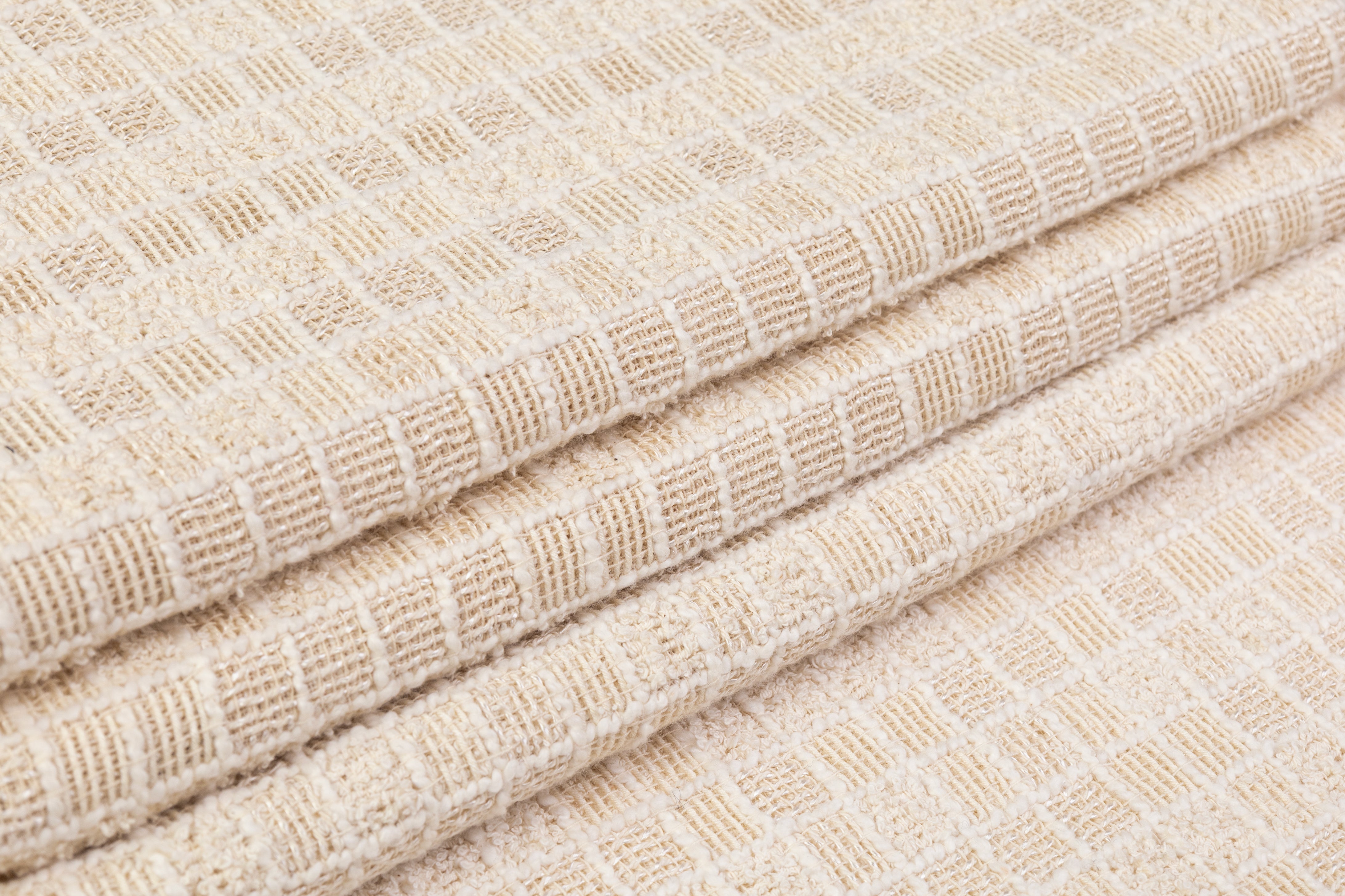 Italian Cotton Blend Tweed Boucle - Ivory
