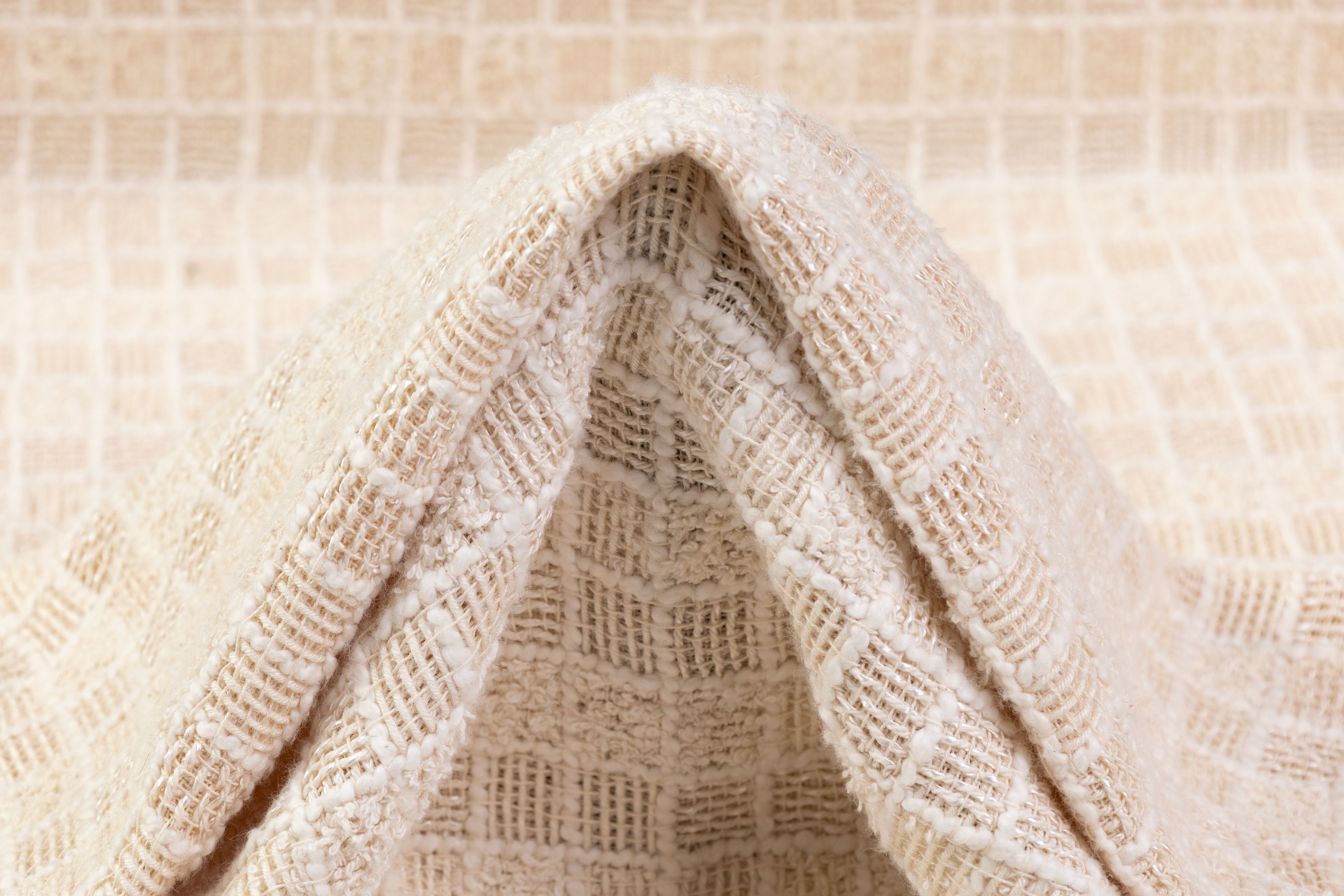 Italian Cotton Blend Tweed Boucle - Ivory