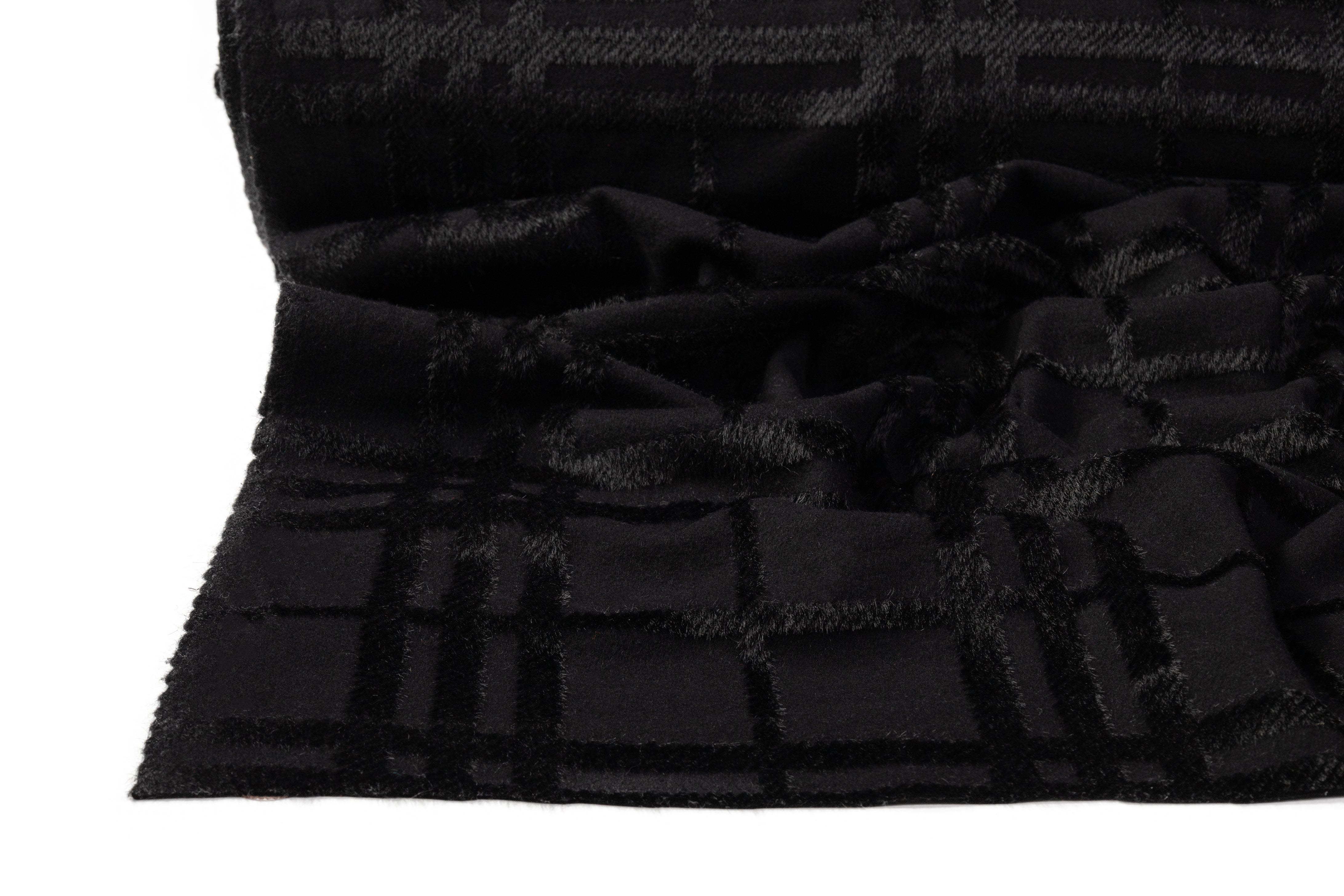 Checked Italian Wool Blend Coating - Black