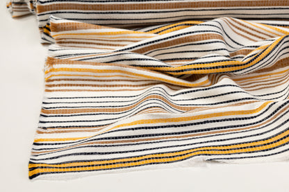 Striped Italian Soft Jacquard - Brown / White / Yellow