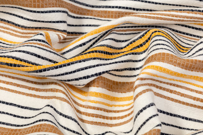 Striped Italian Soft Jacquard - Brown / White / Yellow