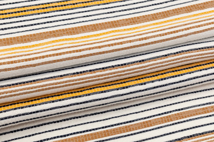 Striped Italian Soft Jacquard - Brown / White / Yellow