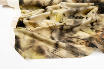 Heavy Abstract Italian Silk Twill - Beige