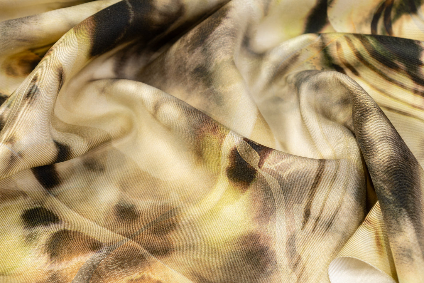 Heavy Abstract Italian Silk Twill - Beige
