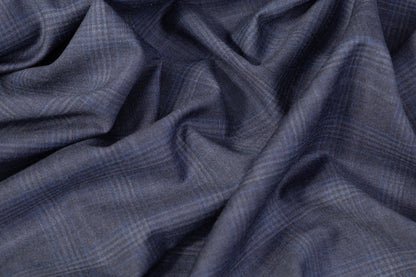 Plaid Italian Wool Suiting - Navy