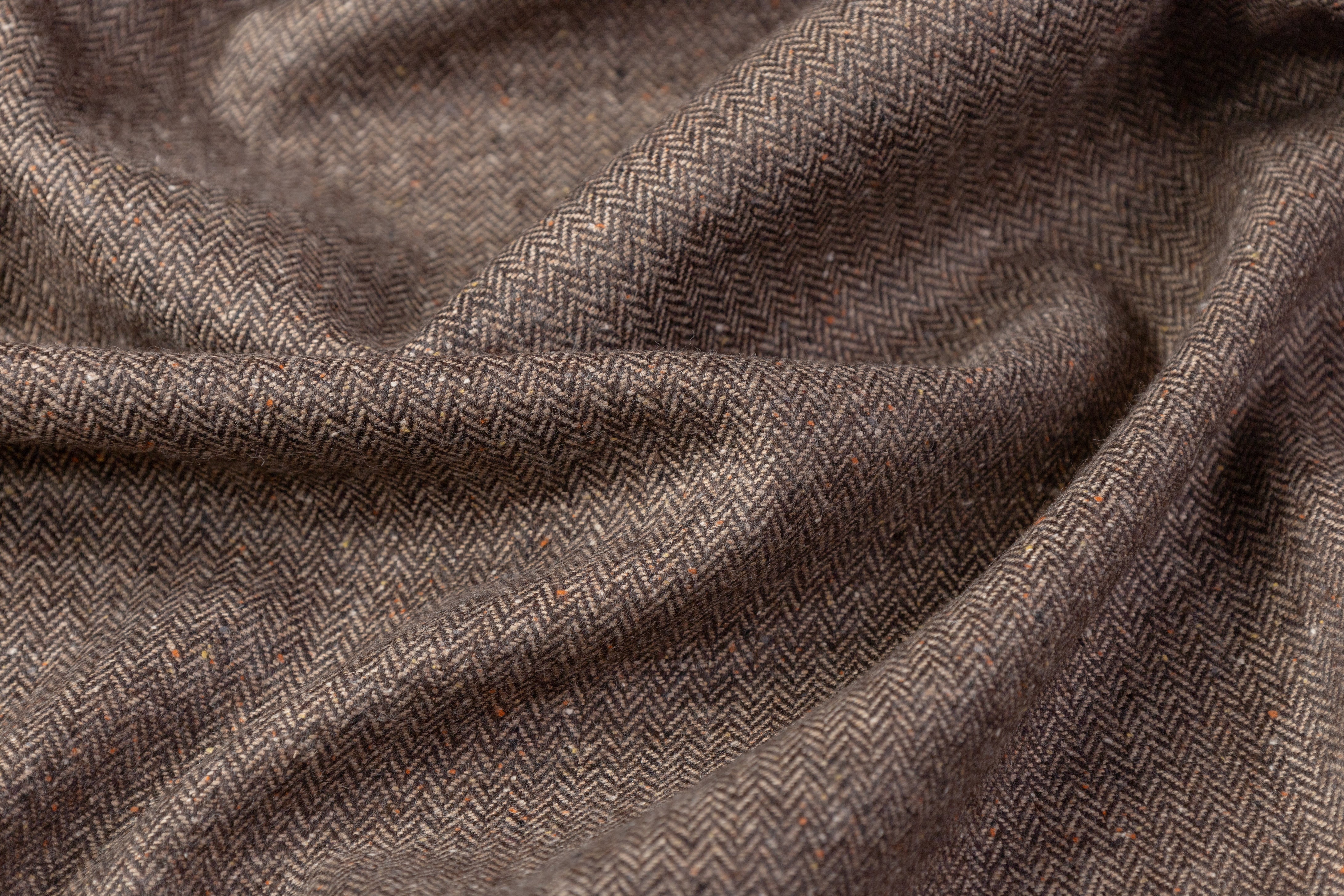 Herringbone Italian Wool Suiting - Brown