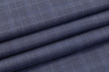 Plaid Italian Wool Suiting - Navy