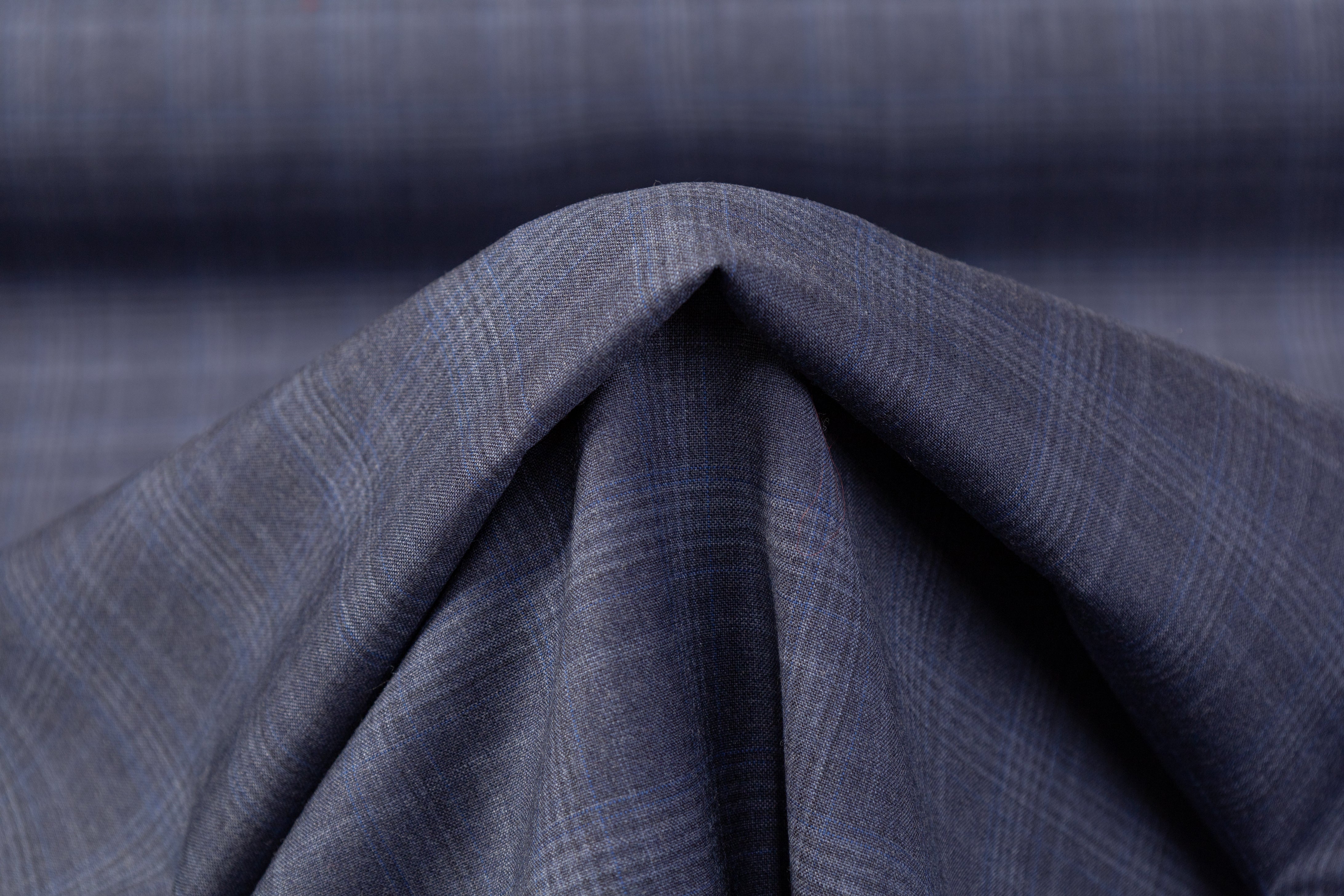 Plaid Italian Wool Suiting - Navy