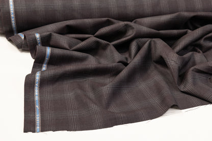 Super 130's Plaid Italian Wool Suiting - Thunder