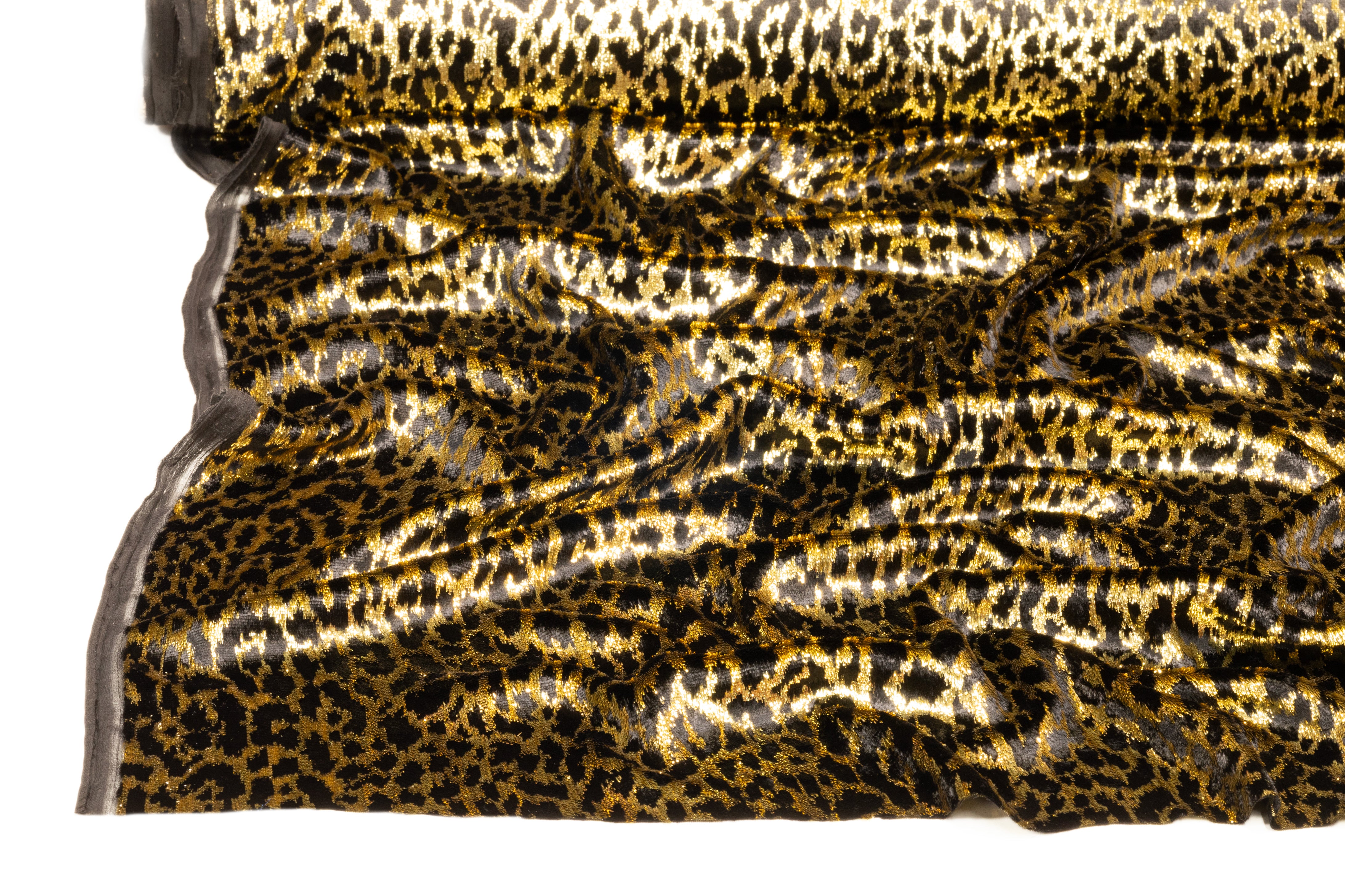Metallic Italian Silk Viscose Velvet - Black / Gold