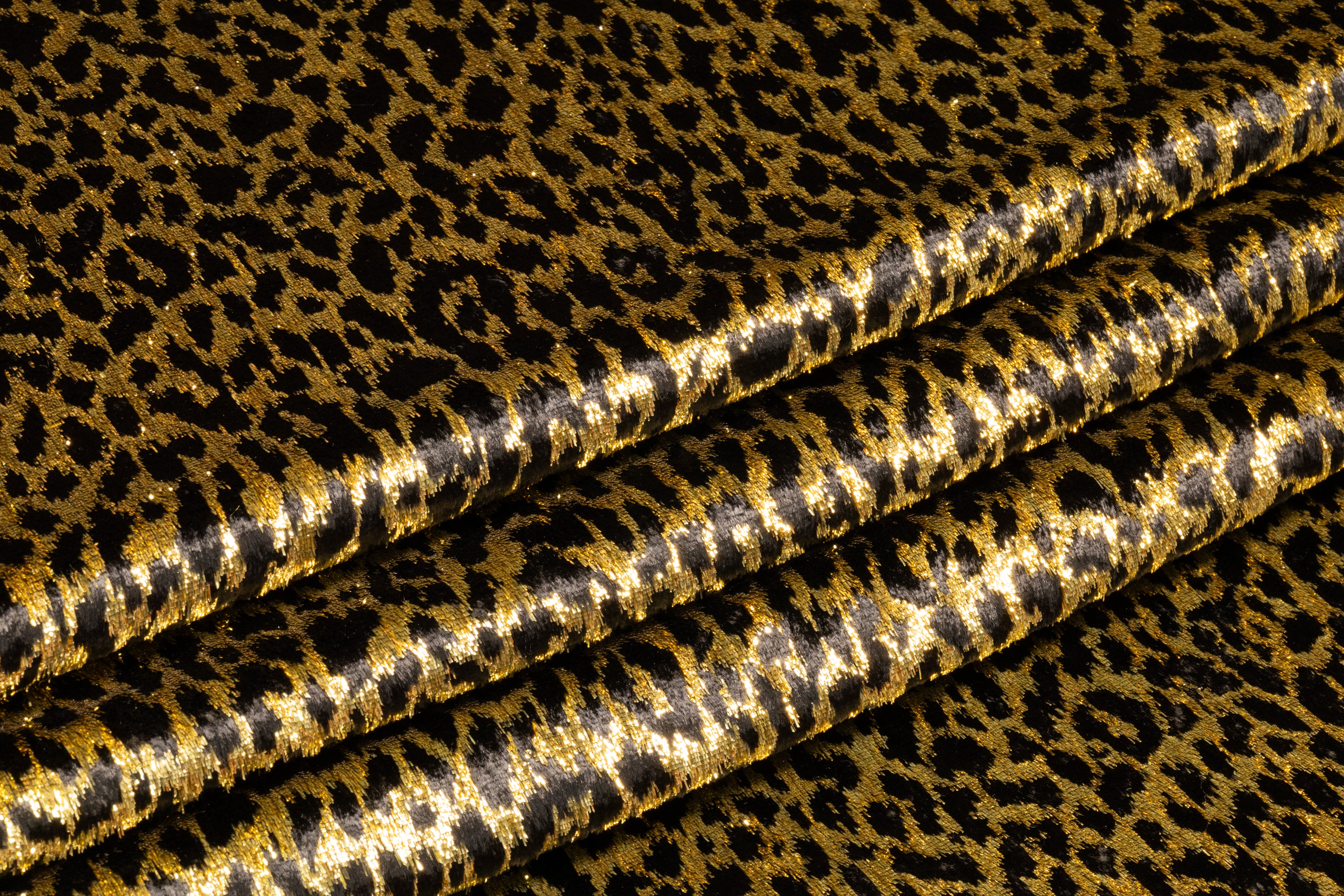 Metallic Italian Silk Viscose Velvet - Black / Gold