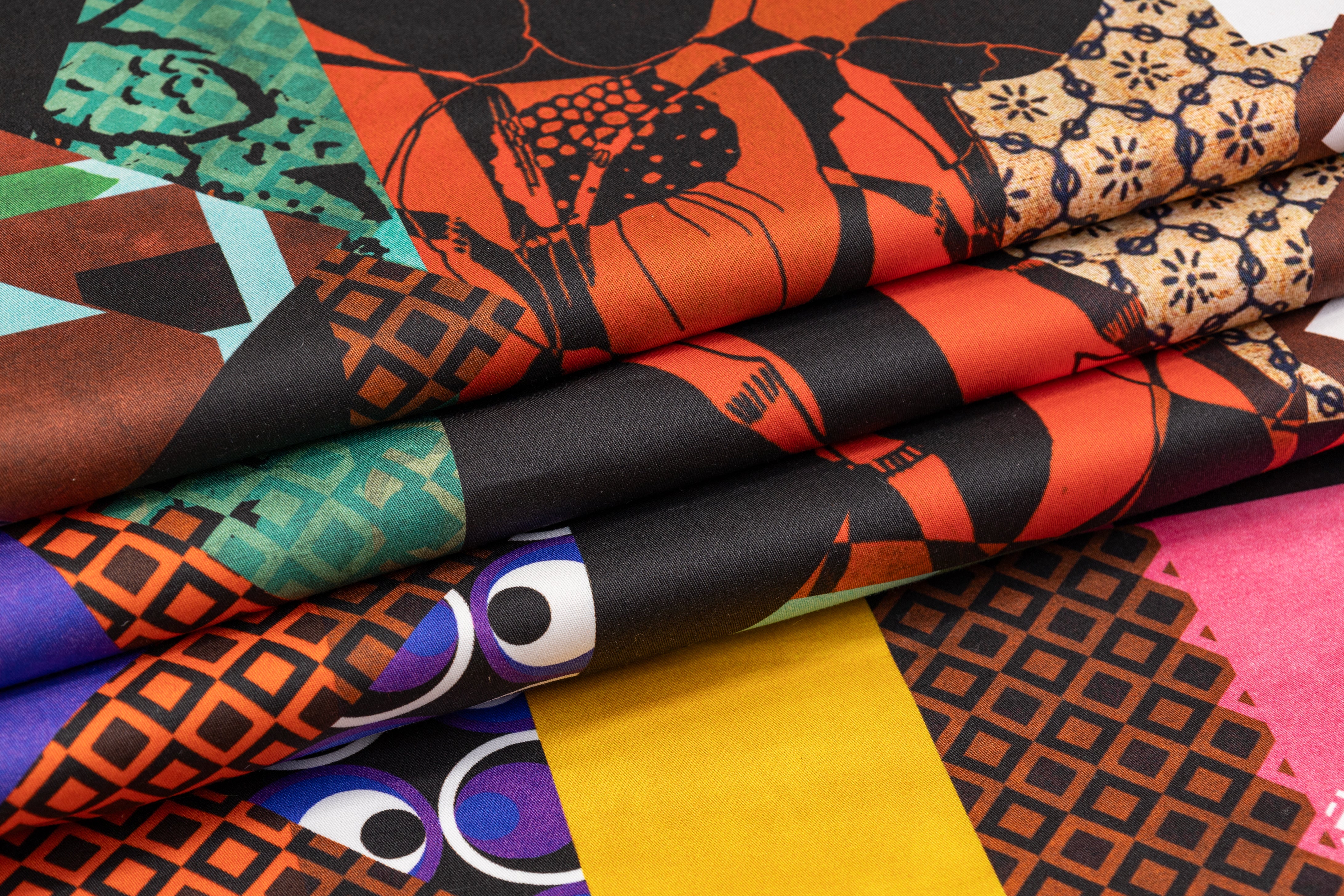 Contemporary Design Italian Cotton Sateen - Multicolor