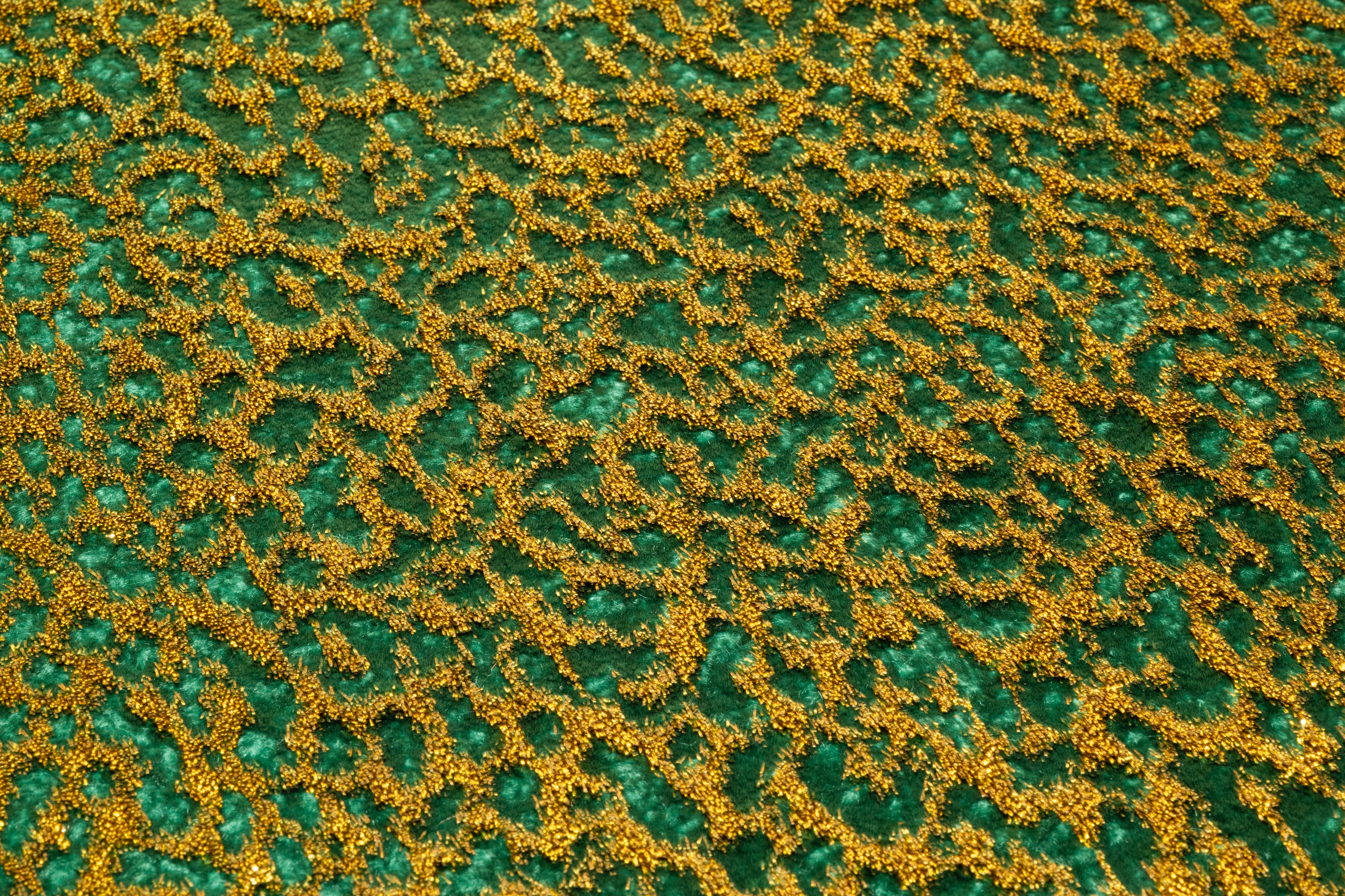 Metallic Italian Silk Viscose Velvet - Emerald Green / Gold