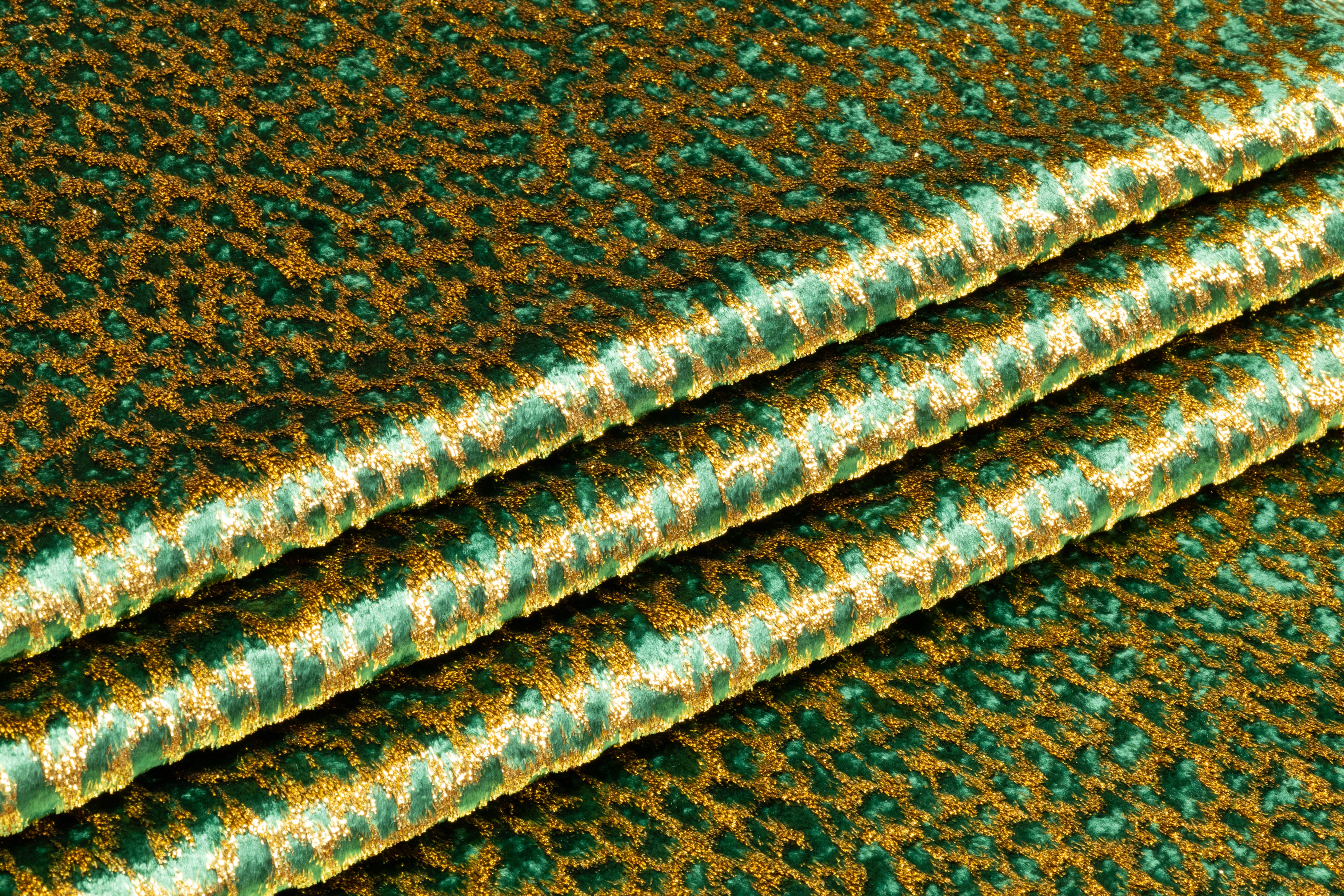 Metallic Italian Silk Viscose Velvet - Emerald Green / Gold